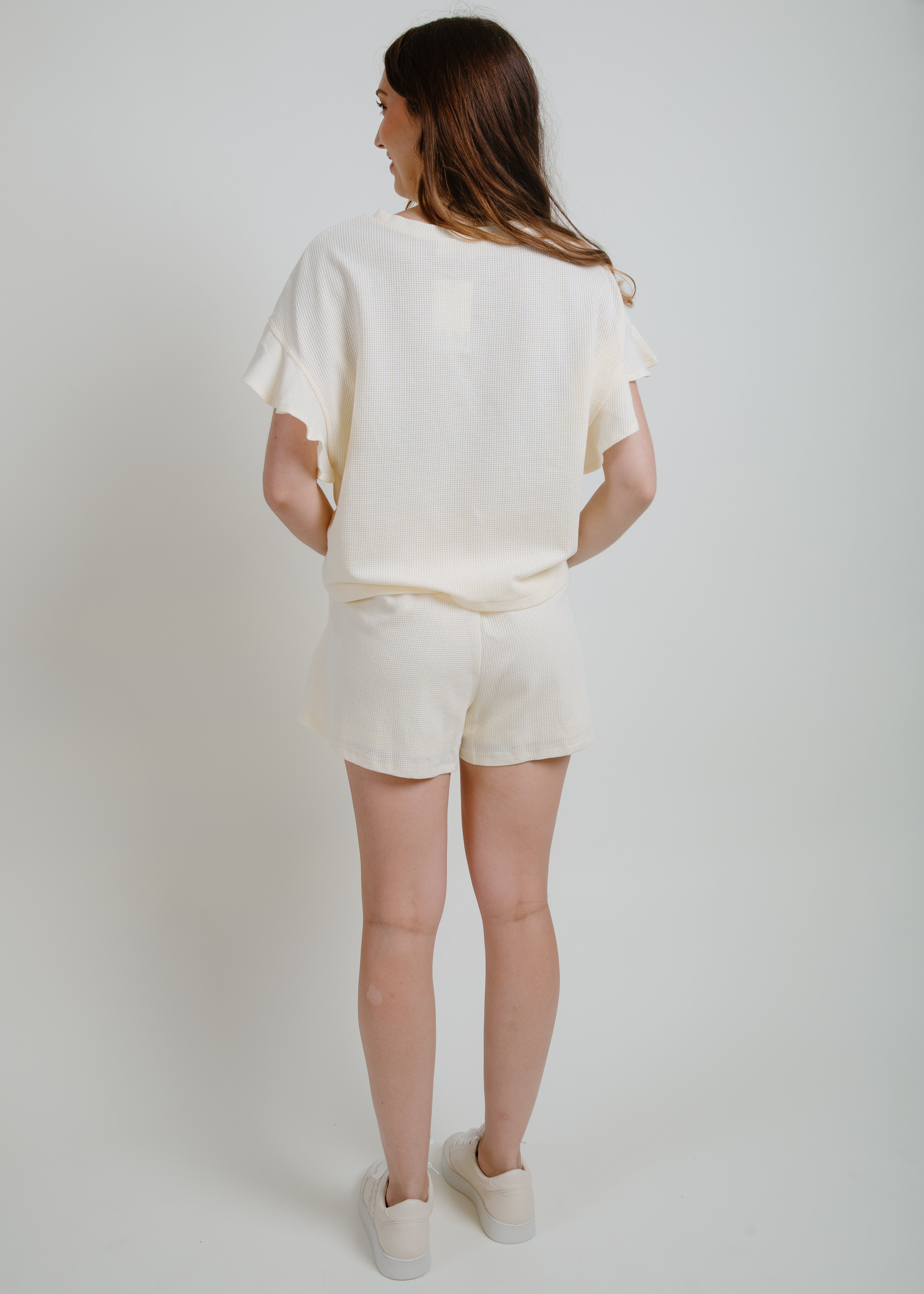 Ivory Waffle Knit Shorts