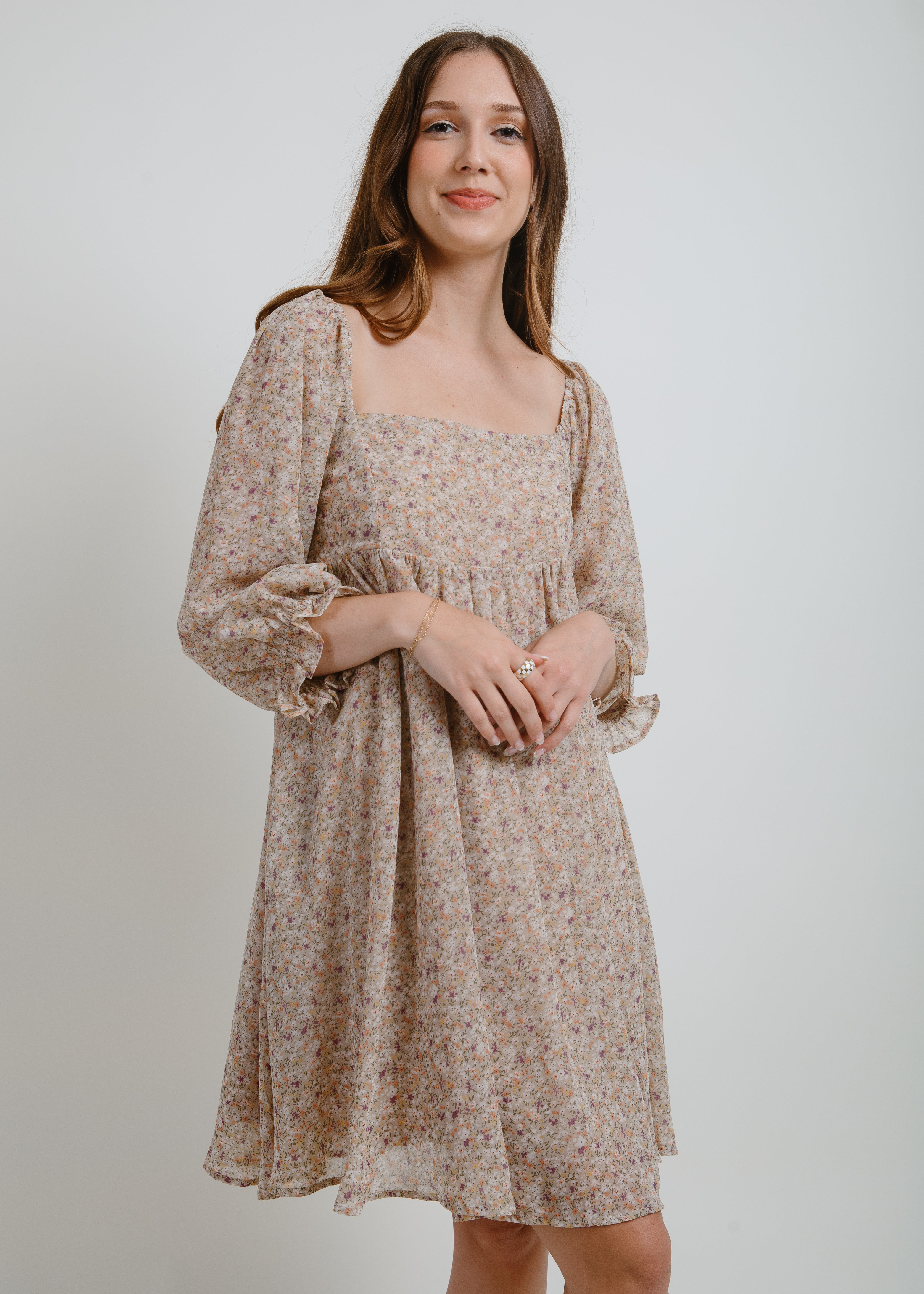 Dahlia Floral Puff Sleeve Mini Dress