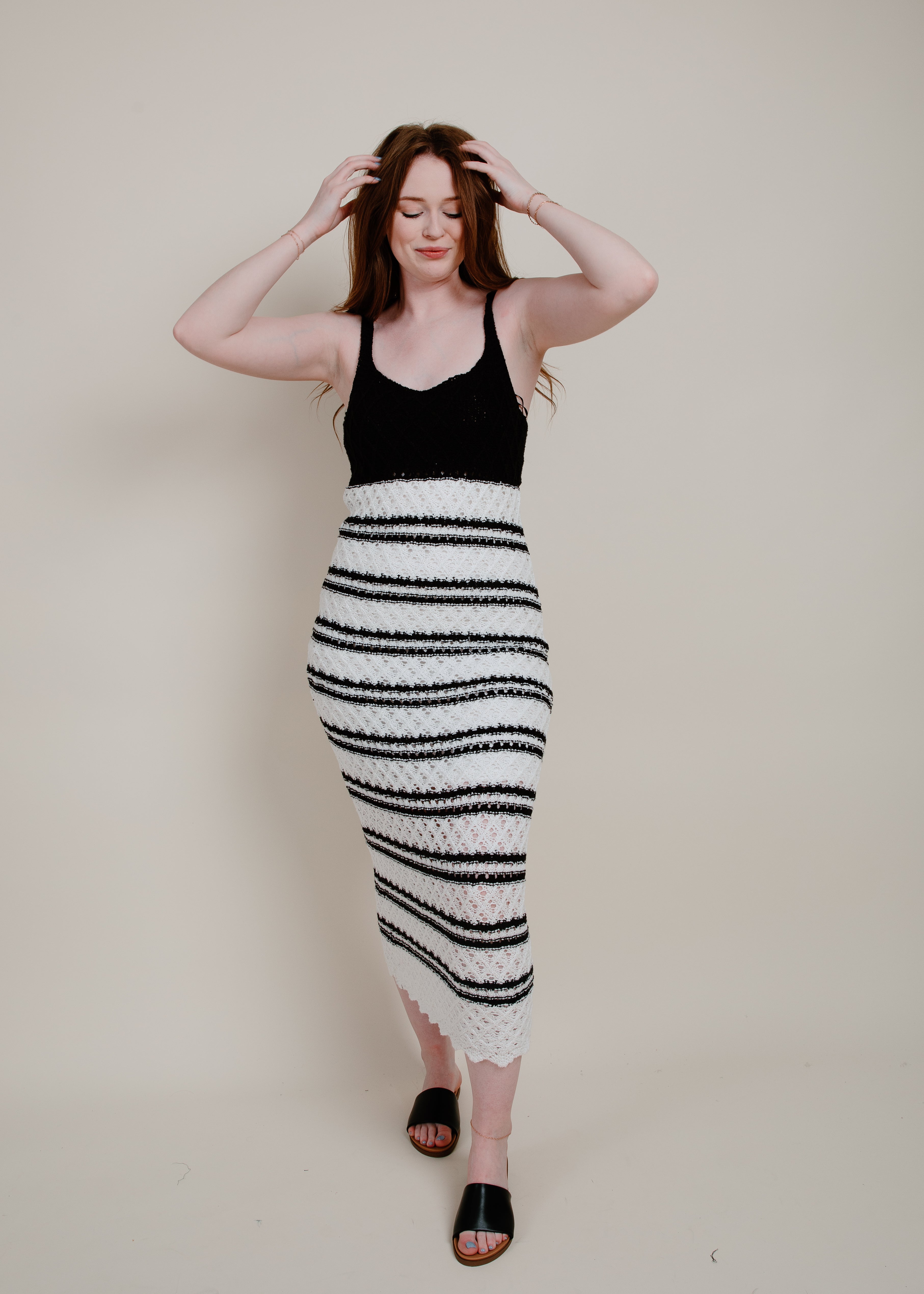 Emily Stripe Crochet Midi Dress