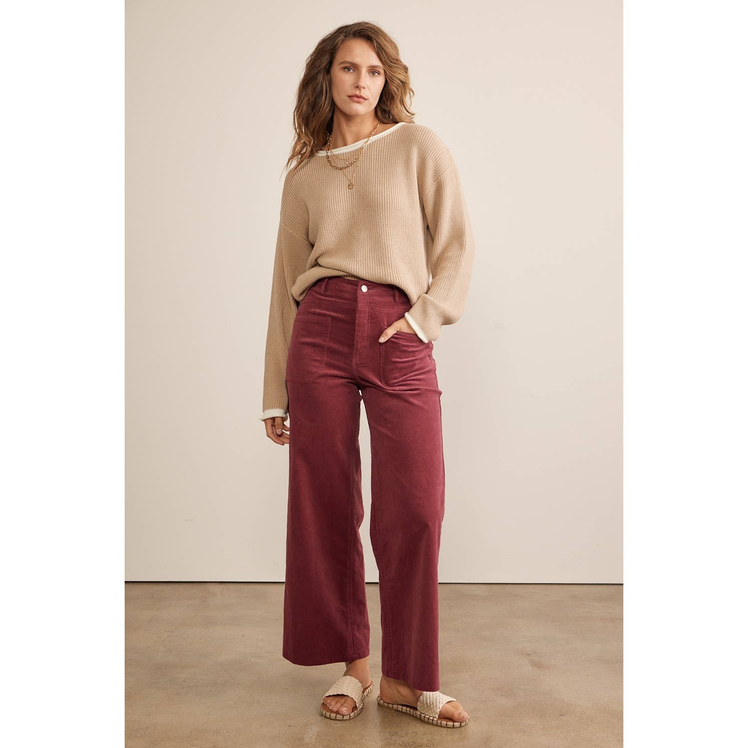 Rory Wide Leg Corduroy Pants - Mocha