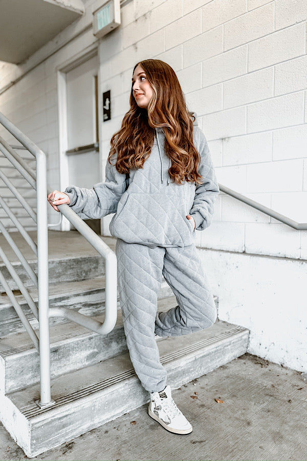 Grey Quilted Joggers – SVM Boutique