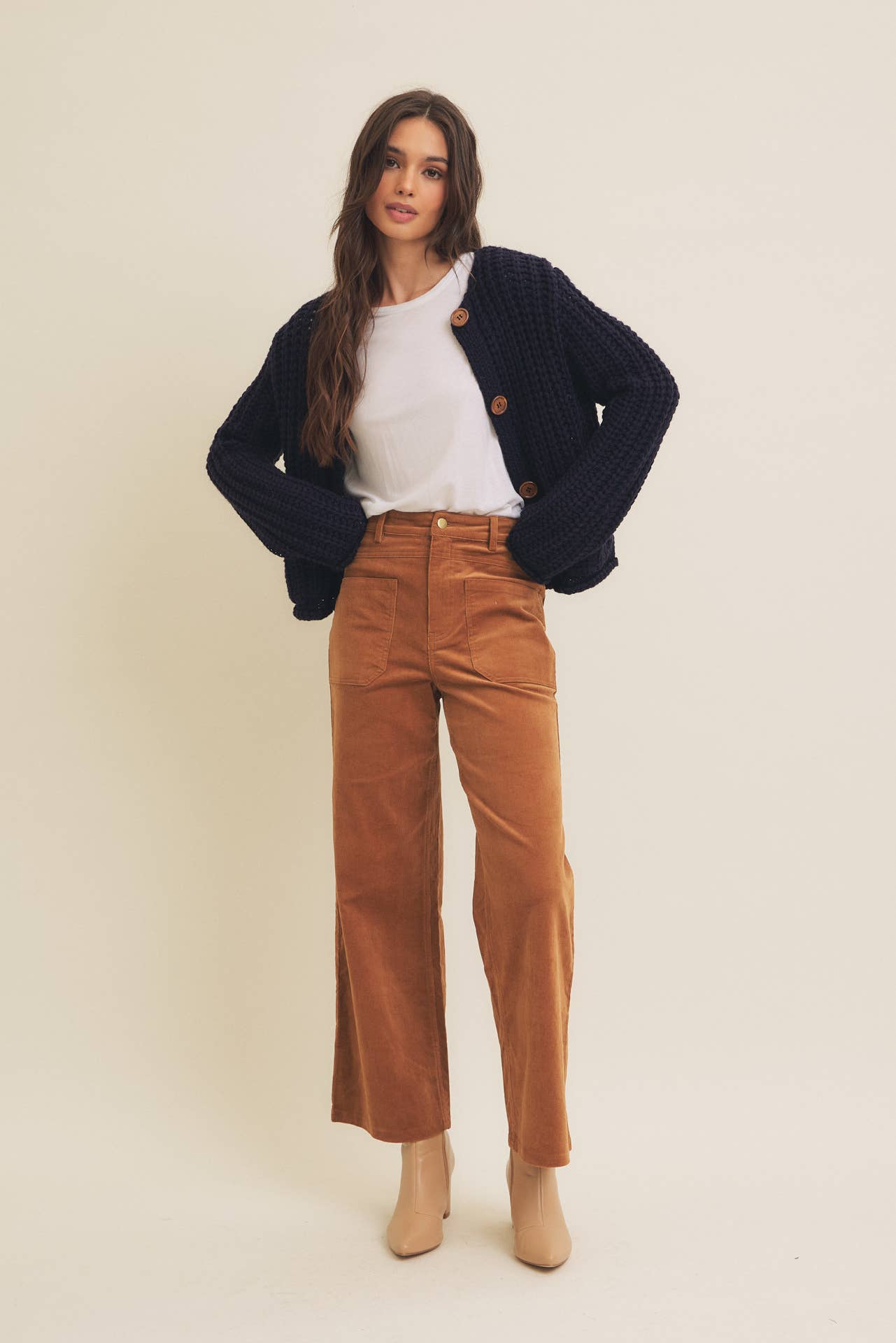 Rory Wide Leg Corduroy Pants - Mocha