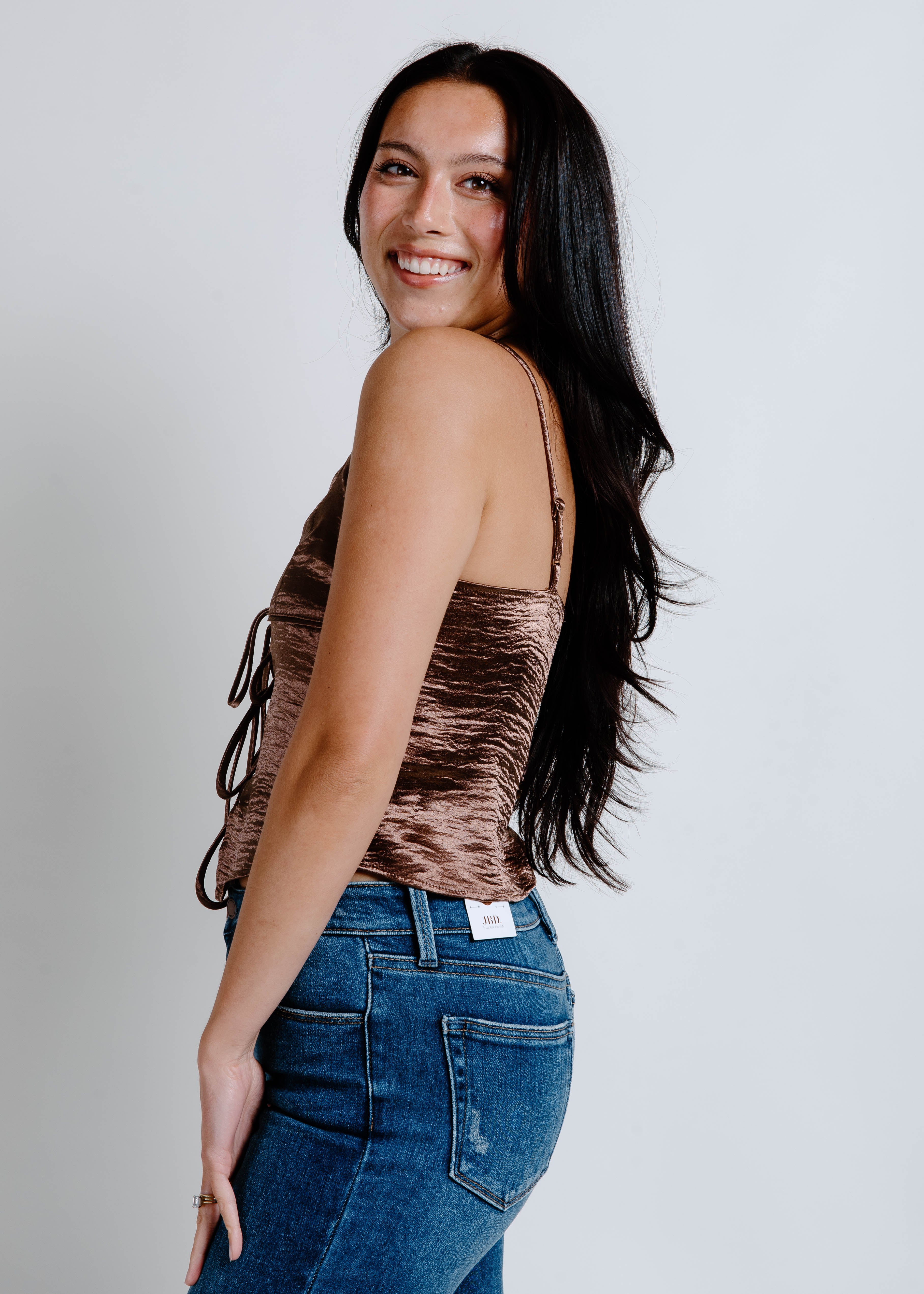 Chelley Satin Top - Brown