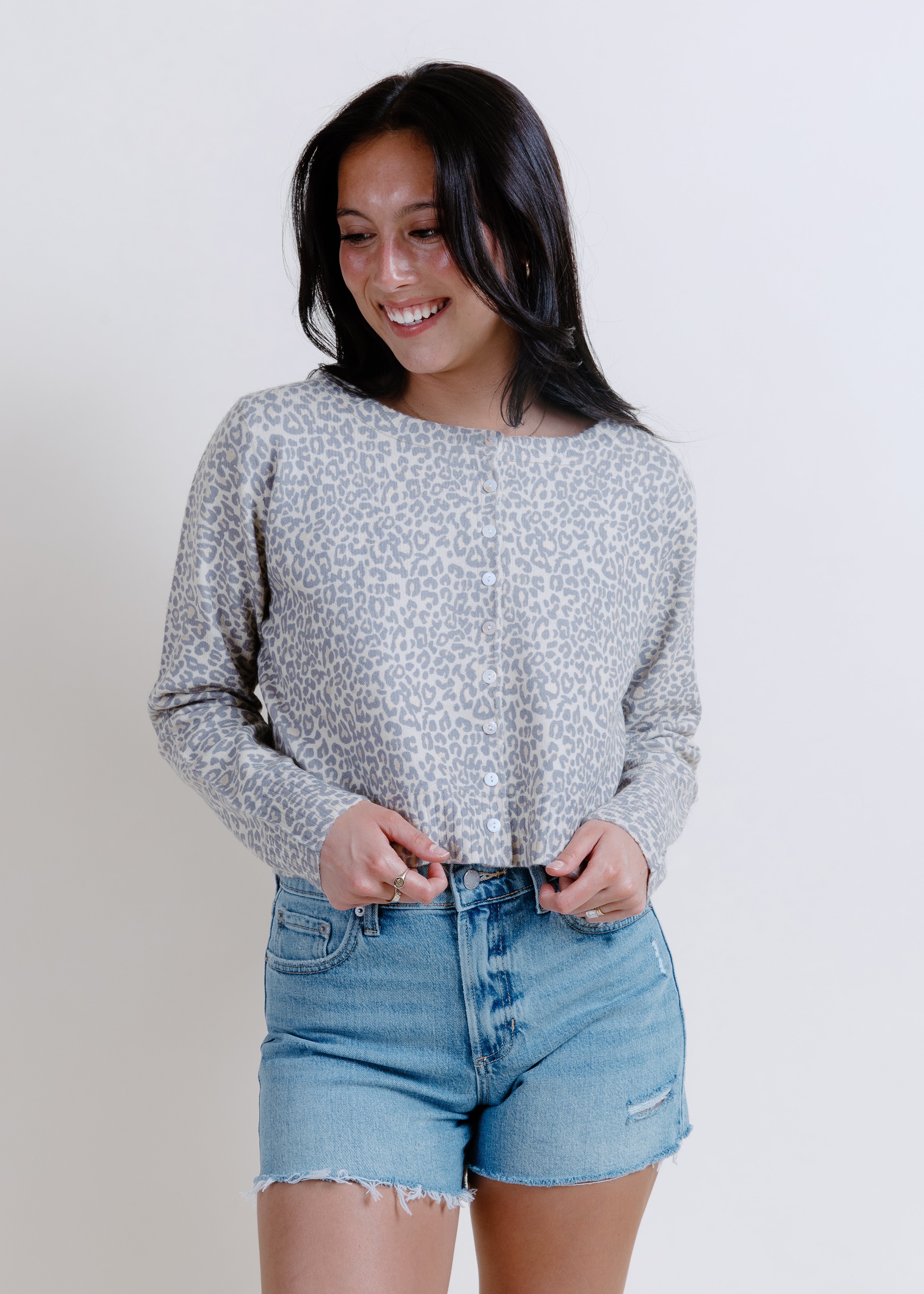 Alisha Leopard Cardigan - Vintage Oatmeal