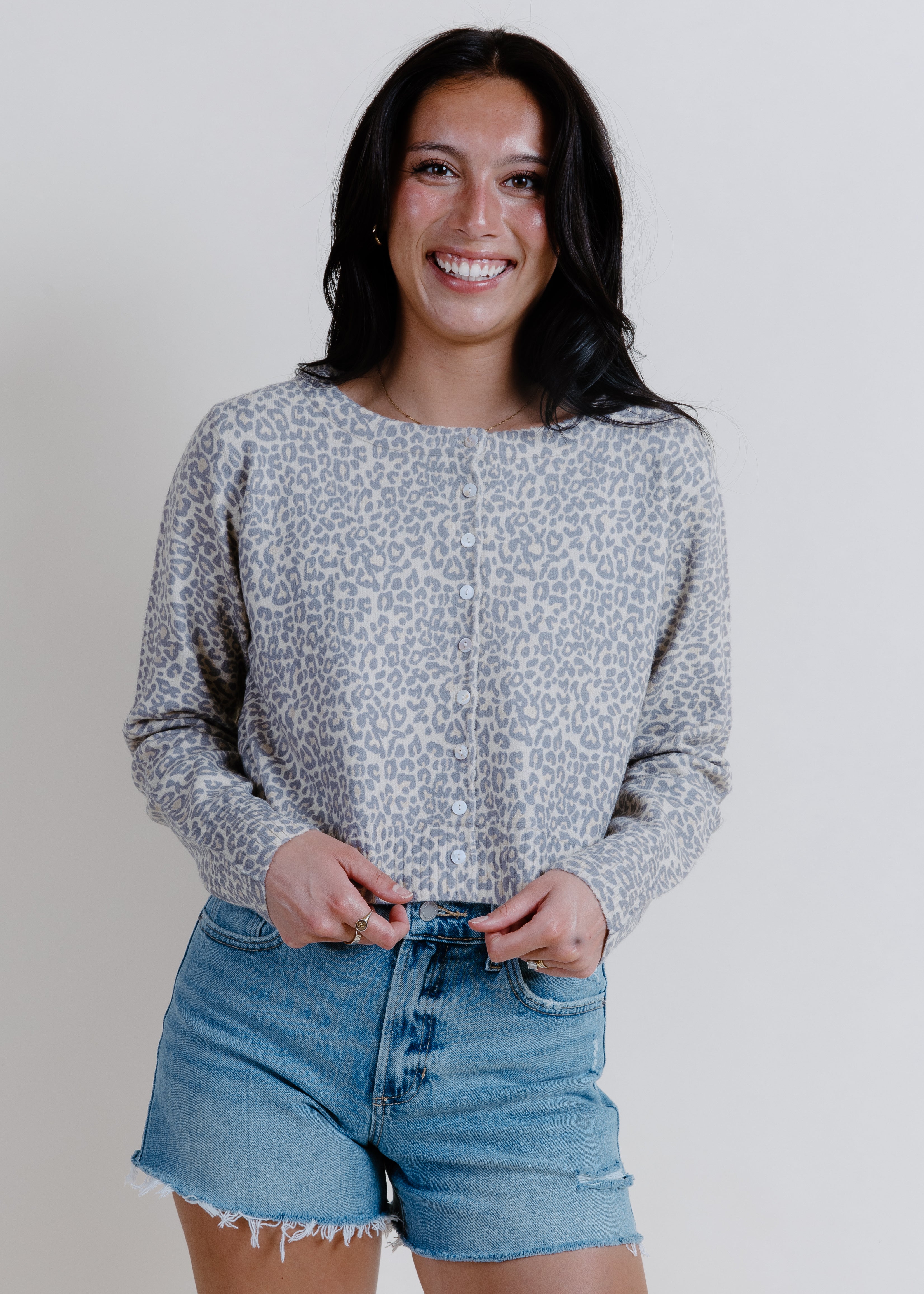 Alisha Leopard Cardigan - Vintage Oatmeal