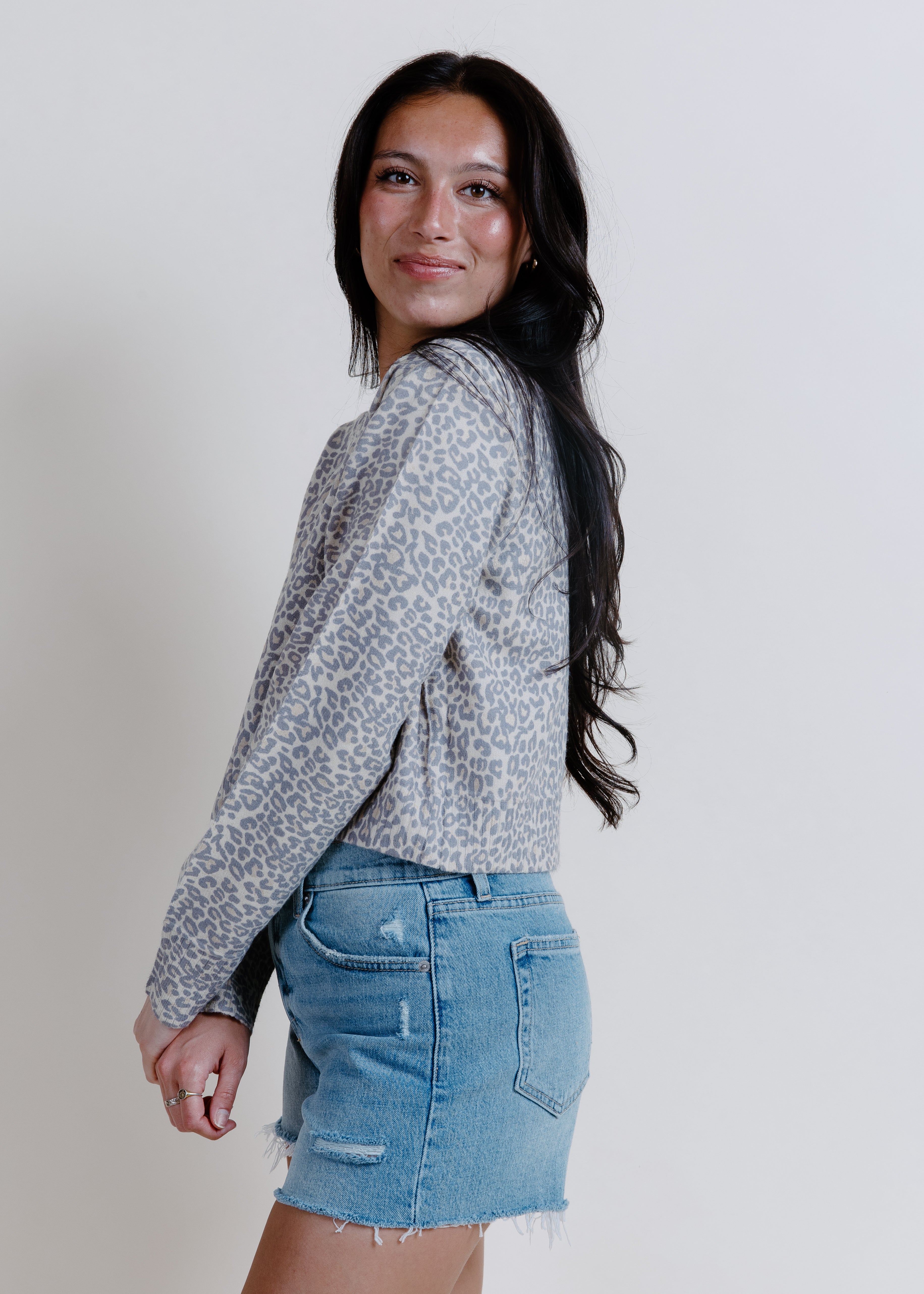 Alisha Leopard Cardigan - Vintage Oatmeal