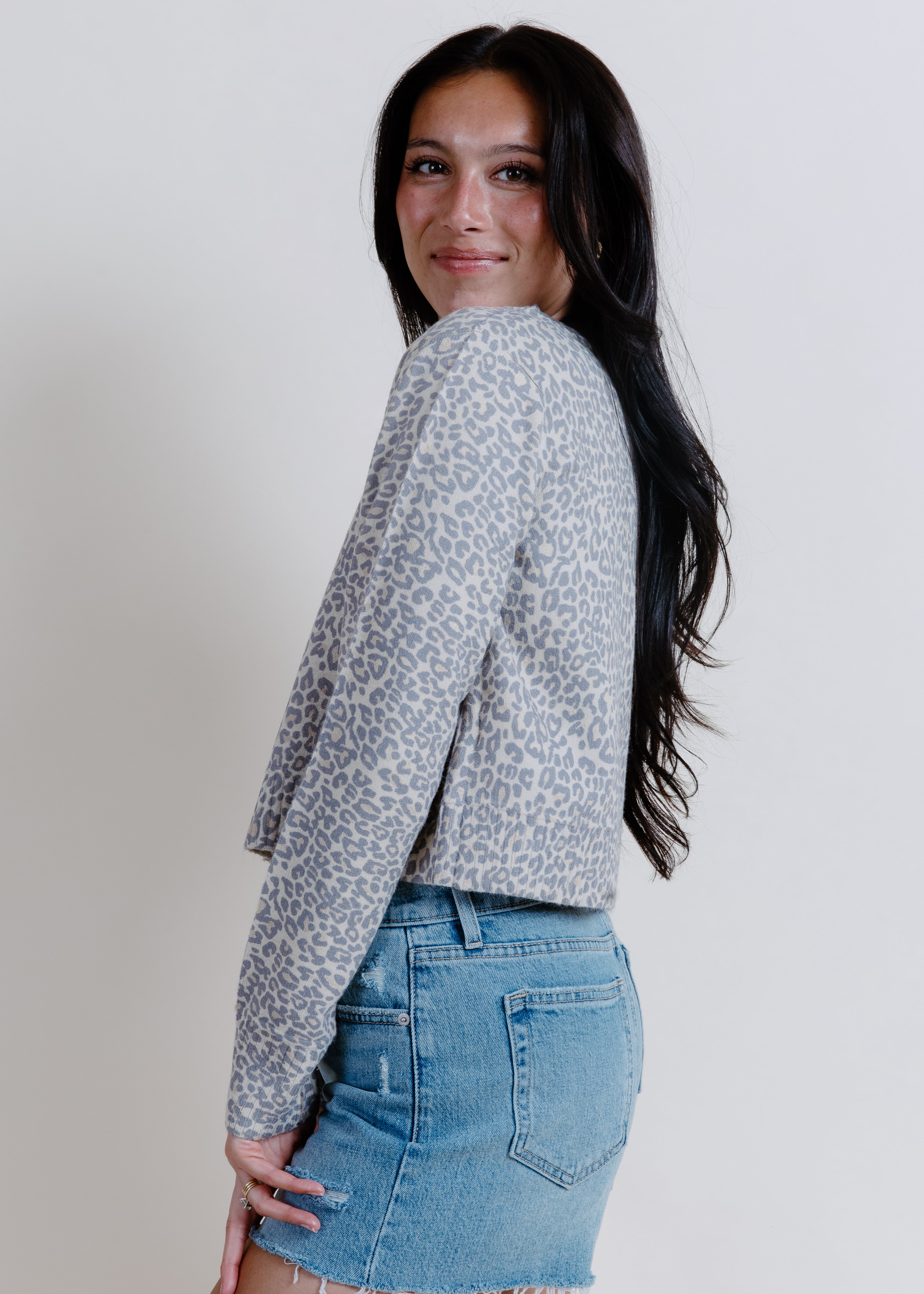 Alisha Leopard Cardigan - Vintage Oatmeal