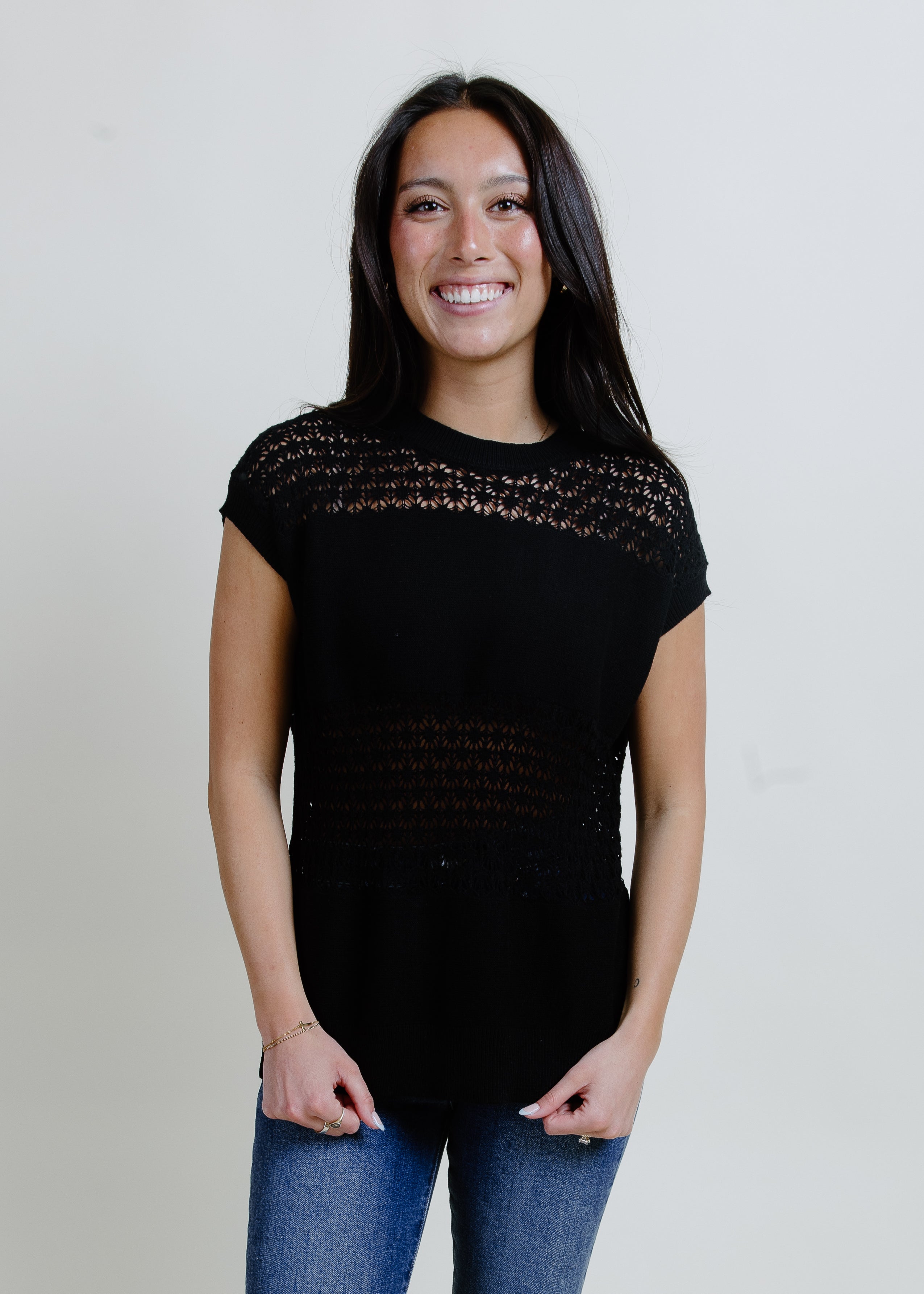 Amelia Mesh Top - Black