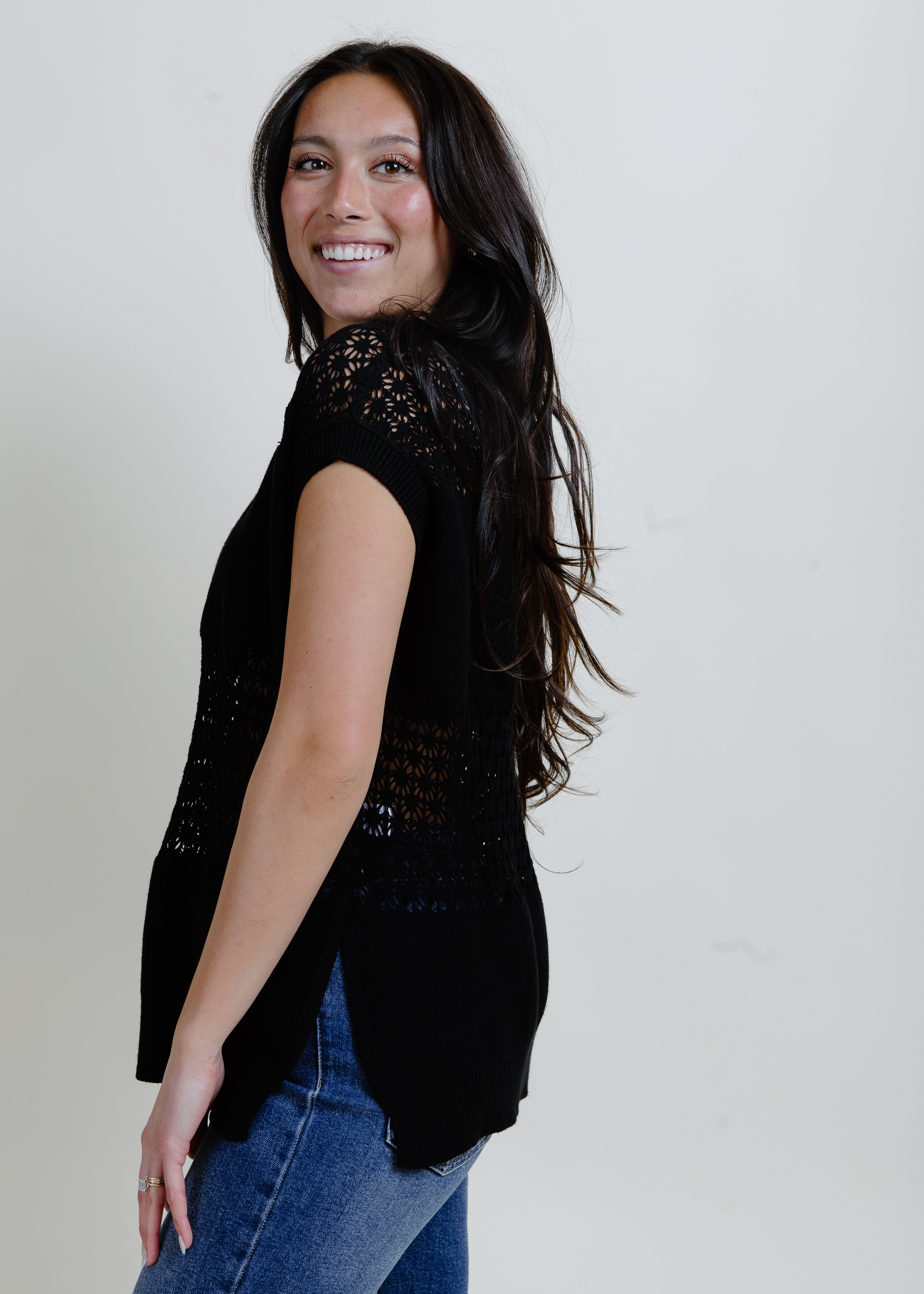 Amelia Mesh Top - Black