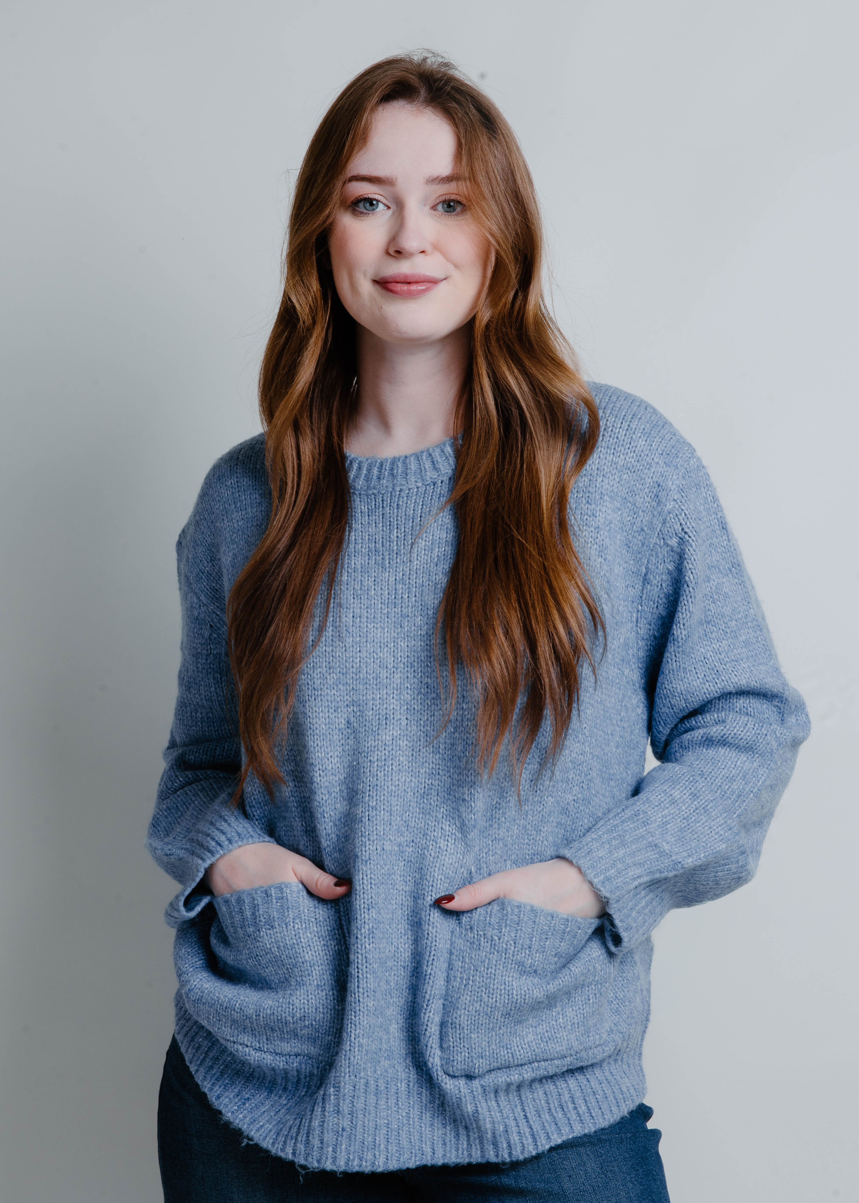 Ames Front Patch Sweater - Light Denim