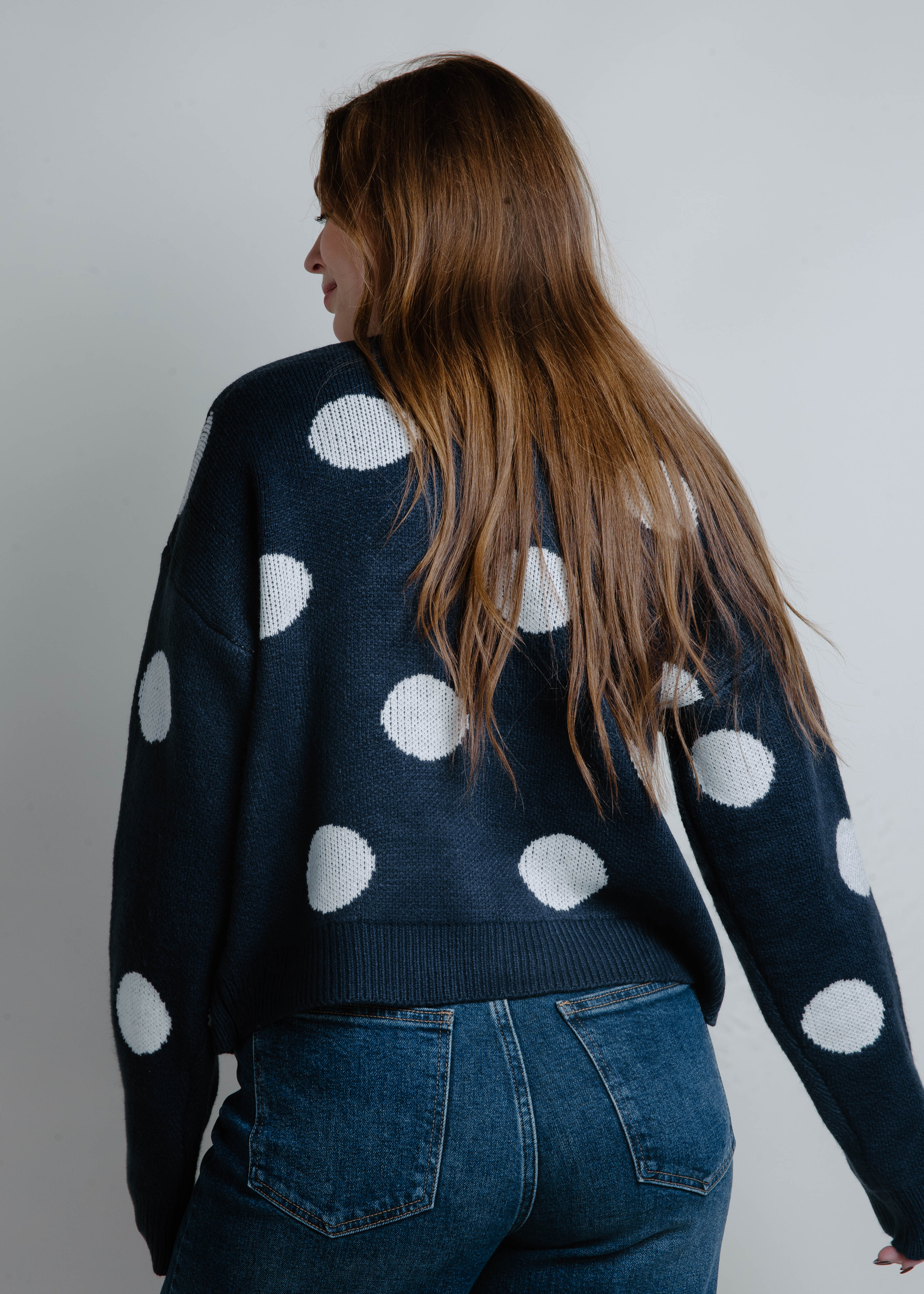 Blaire Polka Dot Cardigan - Navy