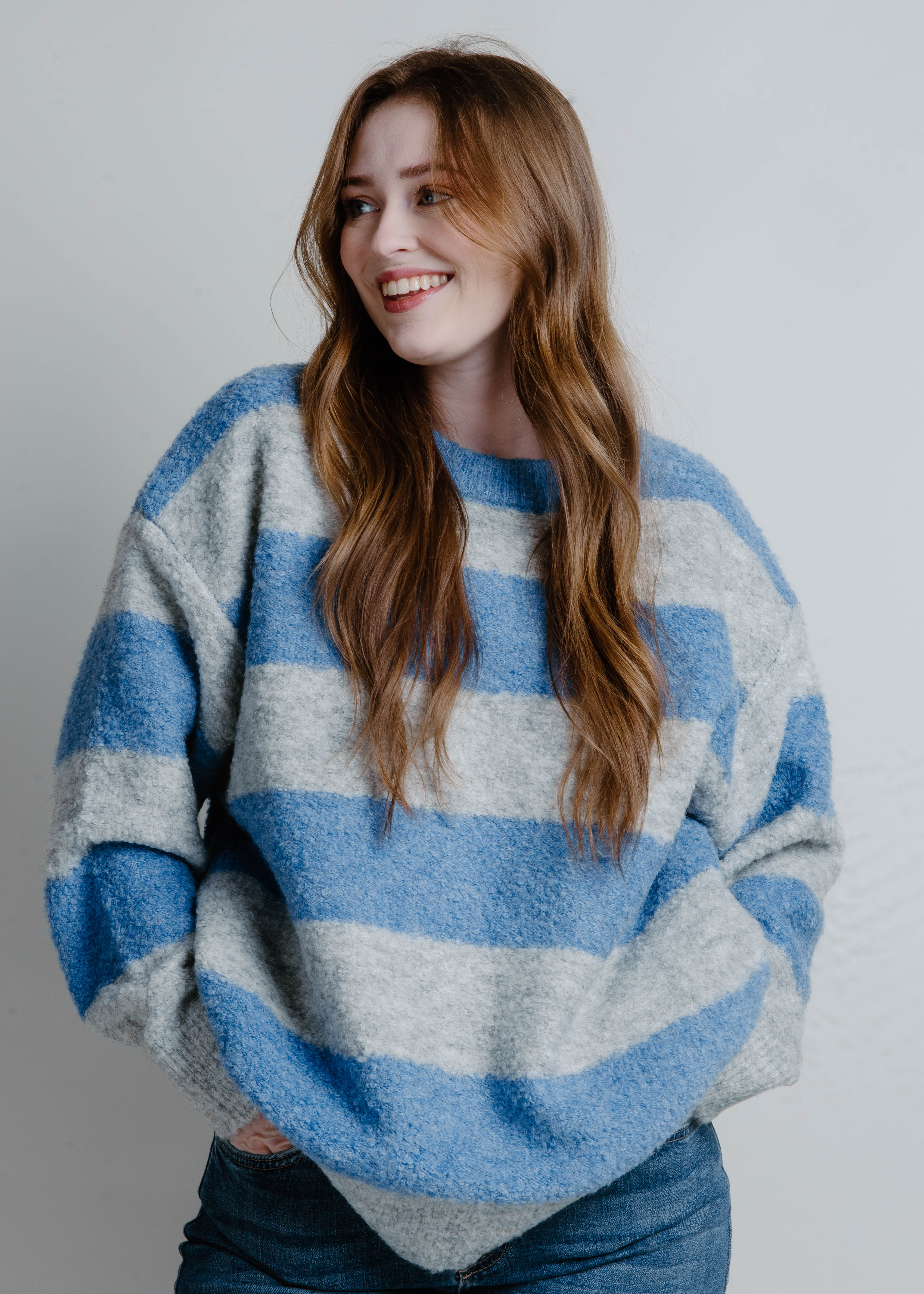 Catching Waves Striped Sweater - Blue