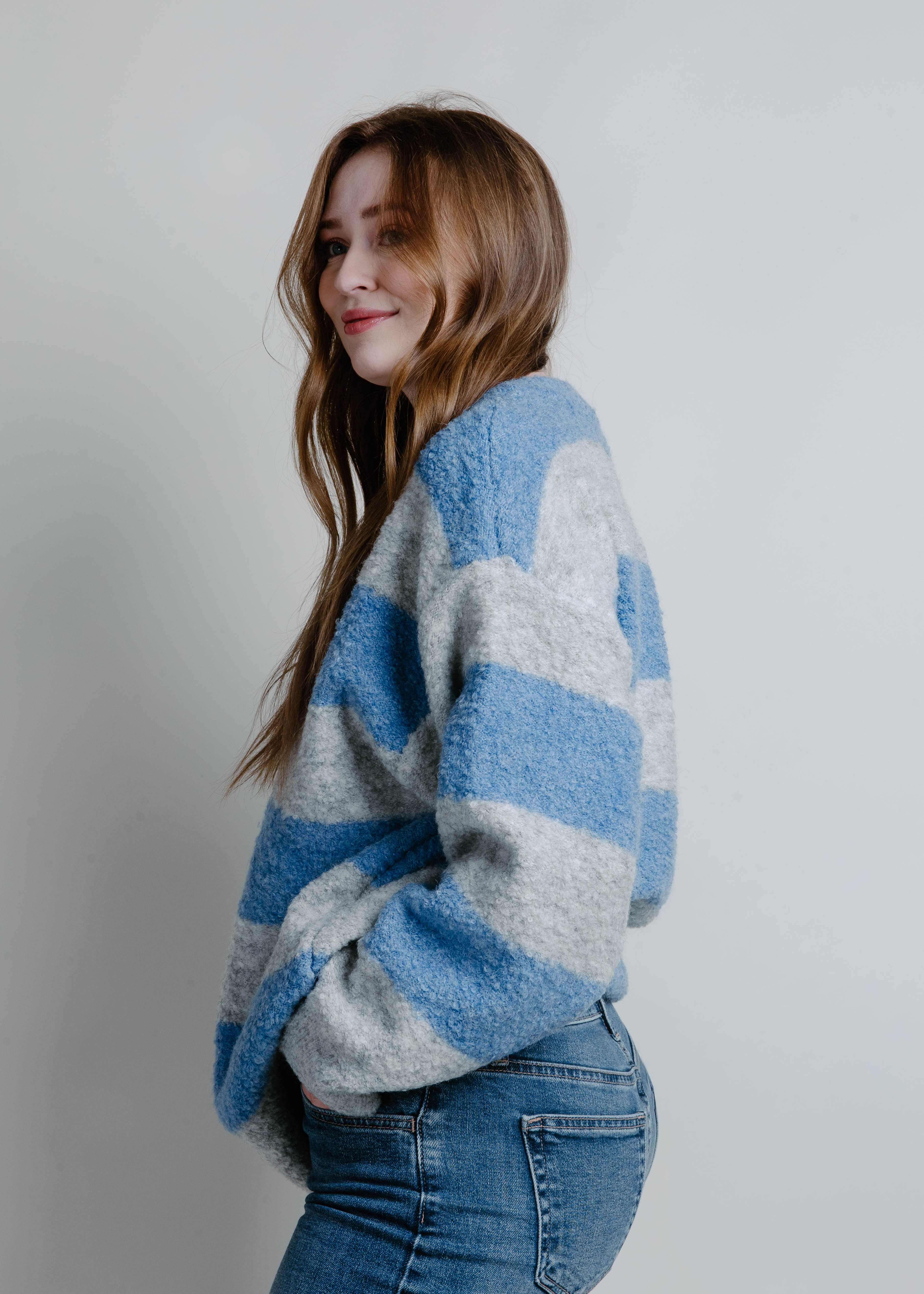 Catching Waves Striped Sweater - Blue