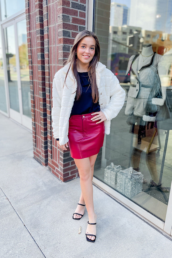 Red Faux Leather Mini Skirt – SVM Boutique
