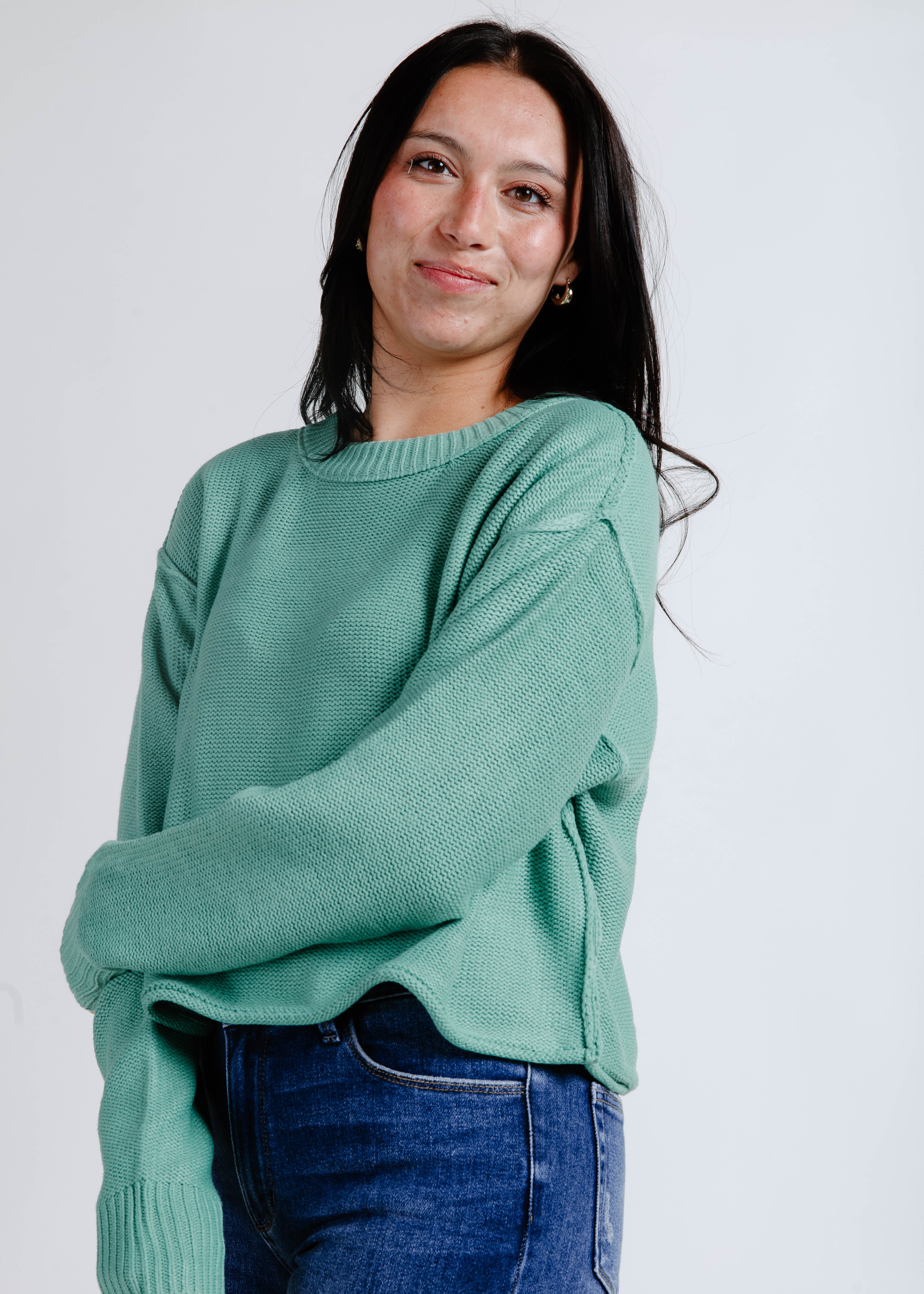 Del Cropped Sweater - Emerald