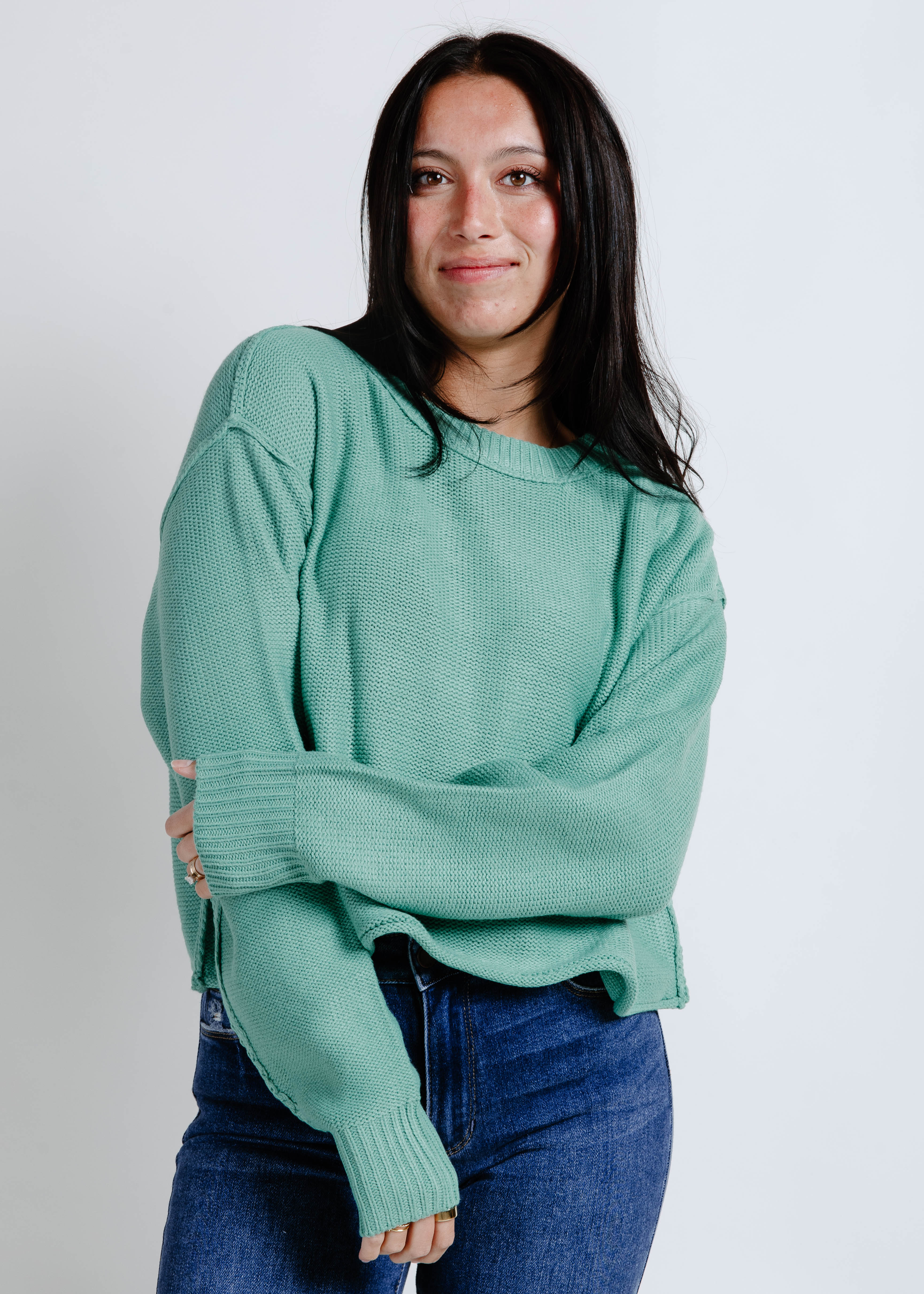 Del Cropped Sweater - Emerald