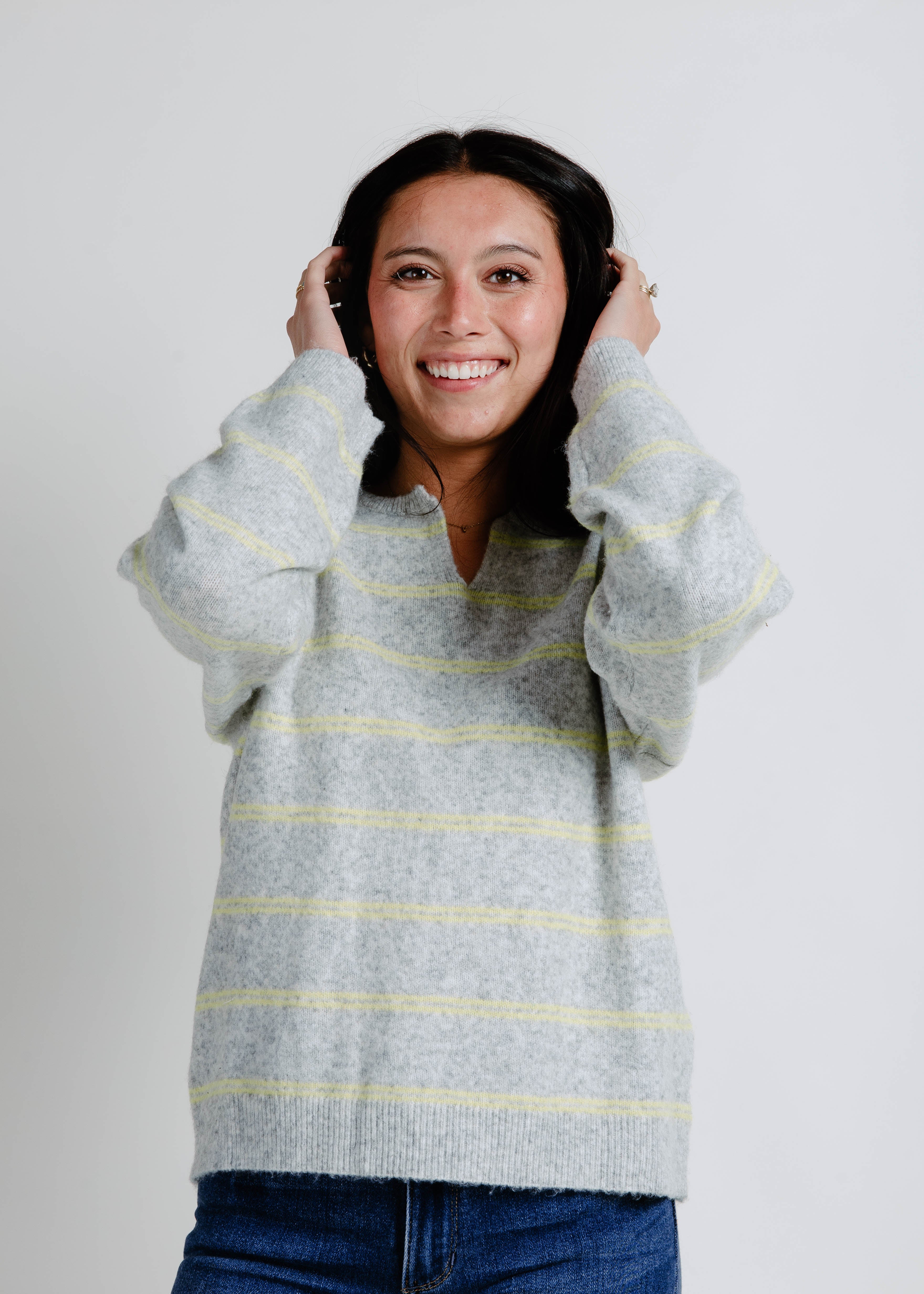 Easy Going Striped Sweater - Grey