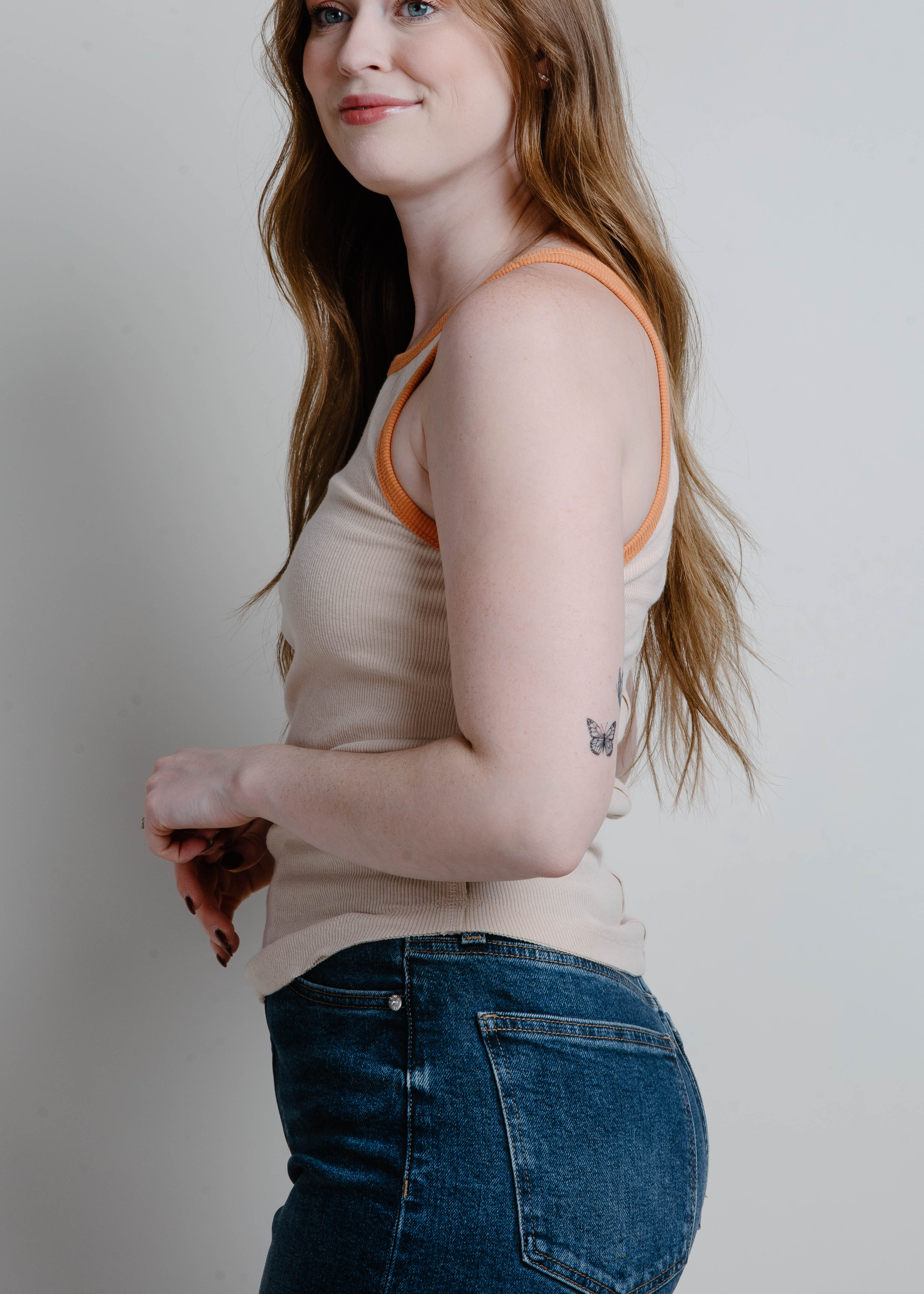 Gracie Basic Tank - Cream/Orange