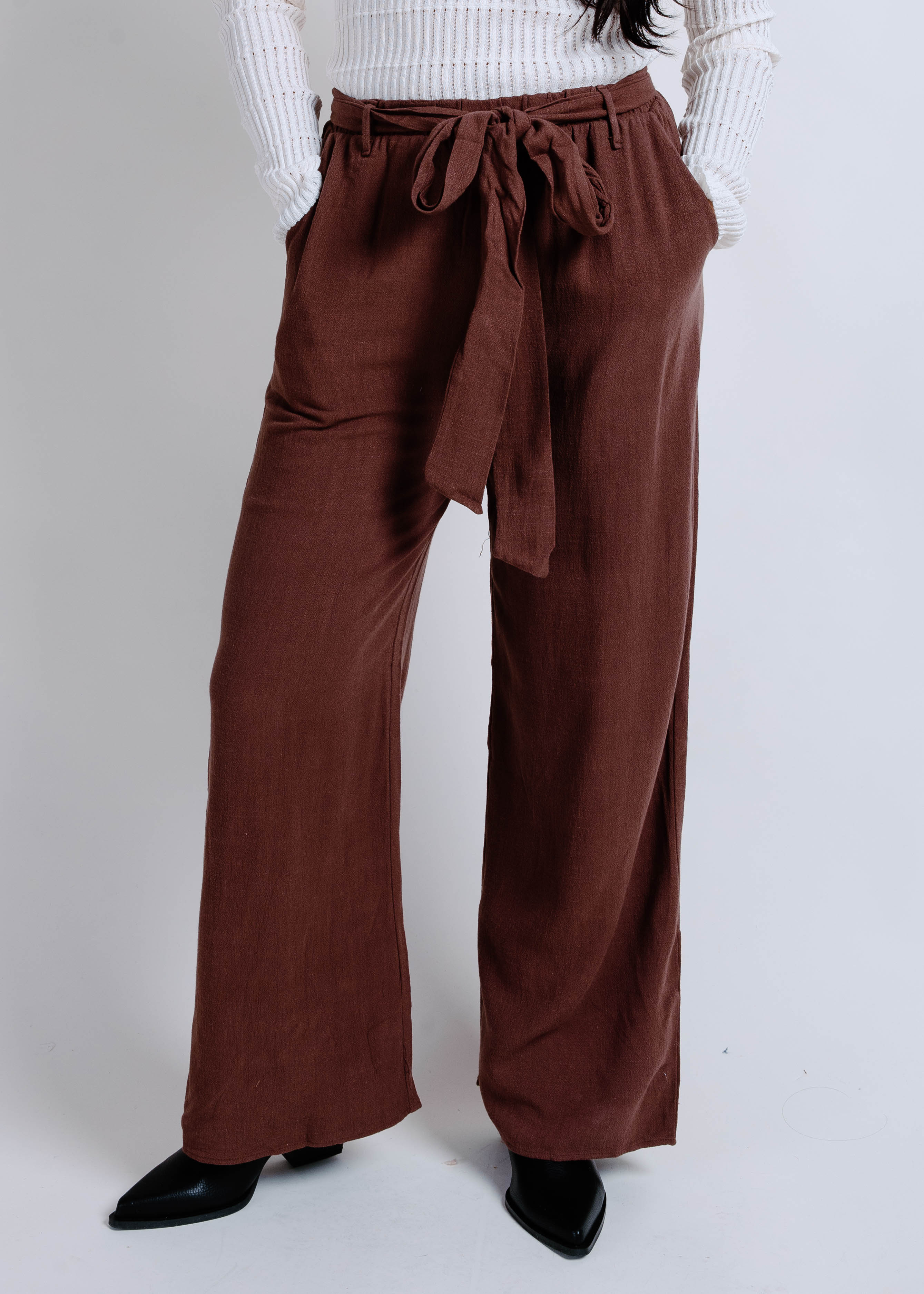 Hollie Wide Leg Pant - Chocolate