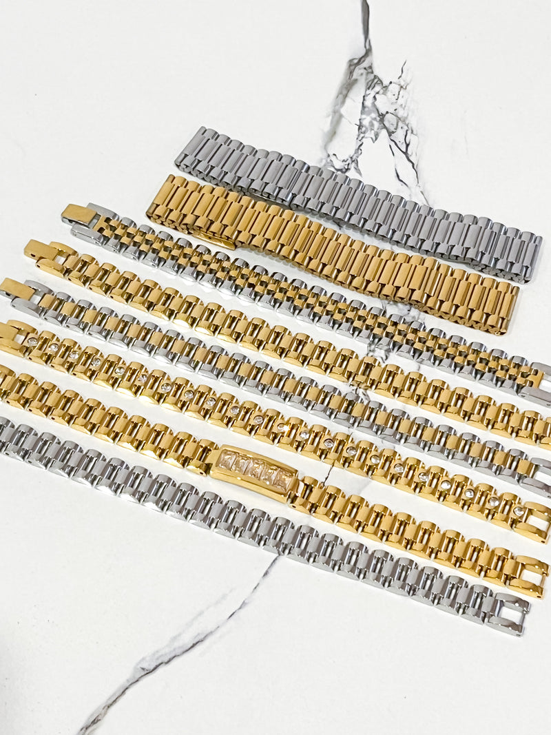 Natural Elements Gold Wide Watch Band Bracelet