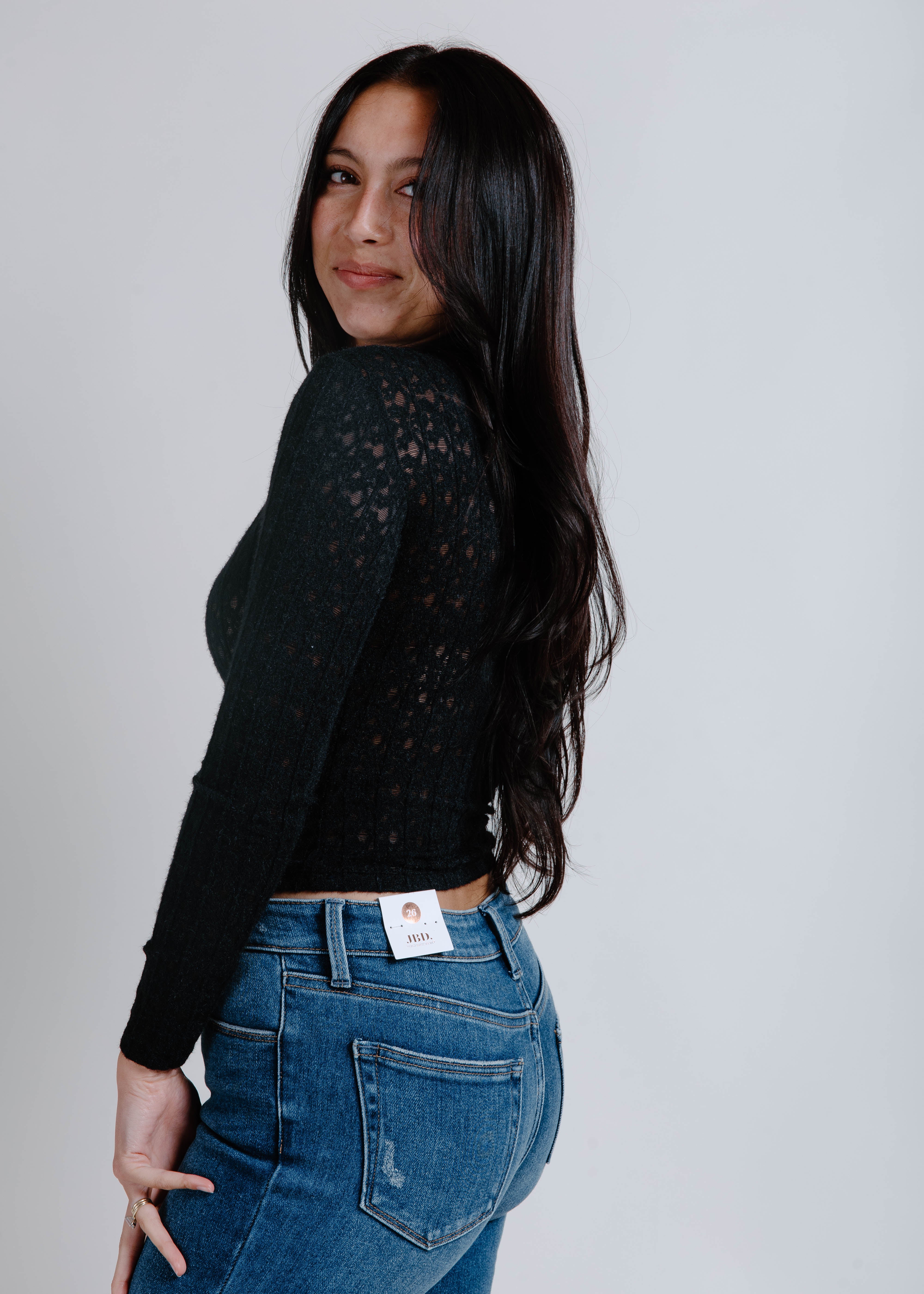 Jackie Striped Floral Top - Black