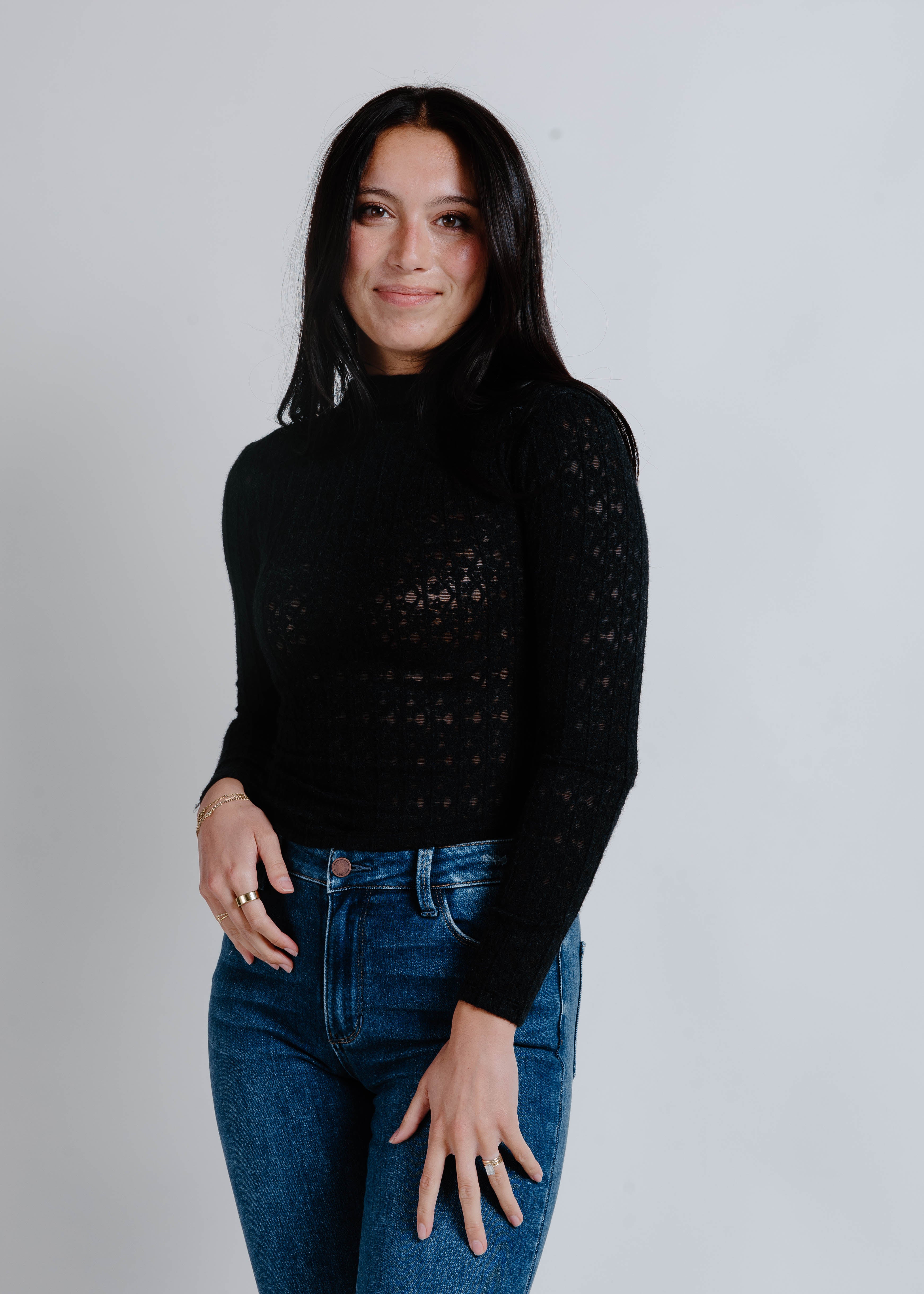 Jackie Striped Floral Top - Black