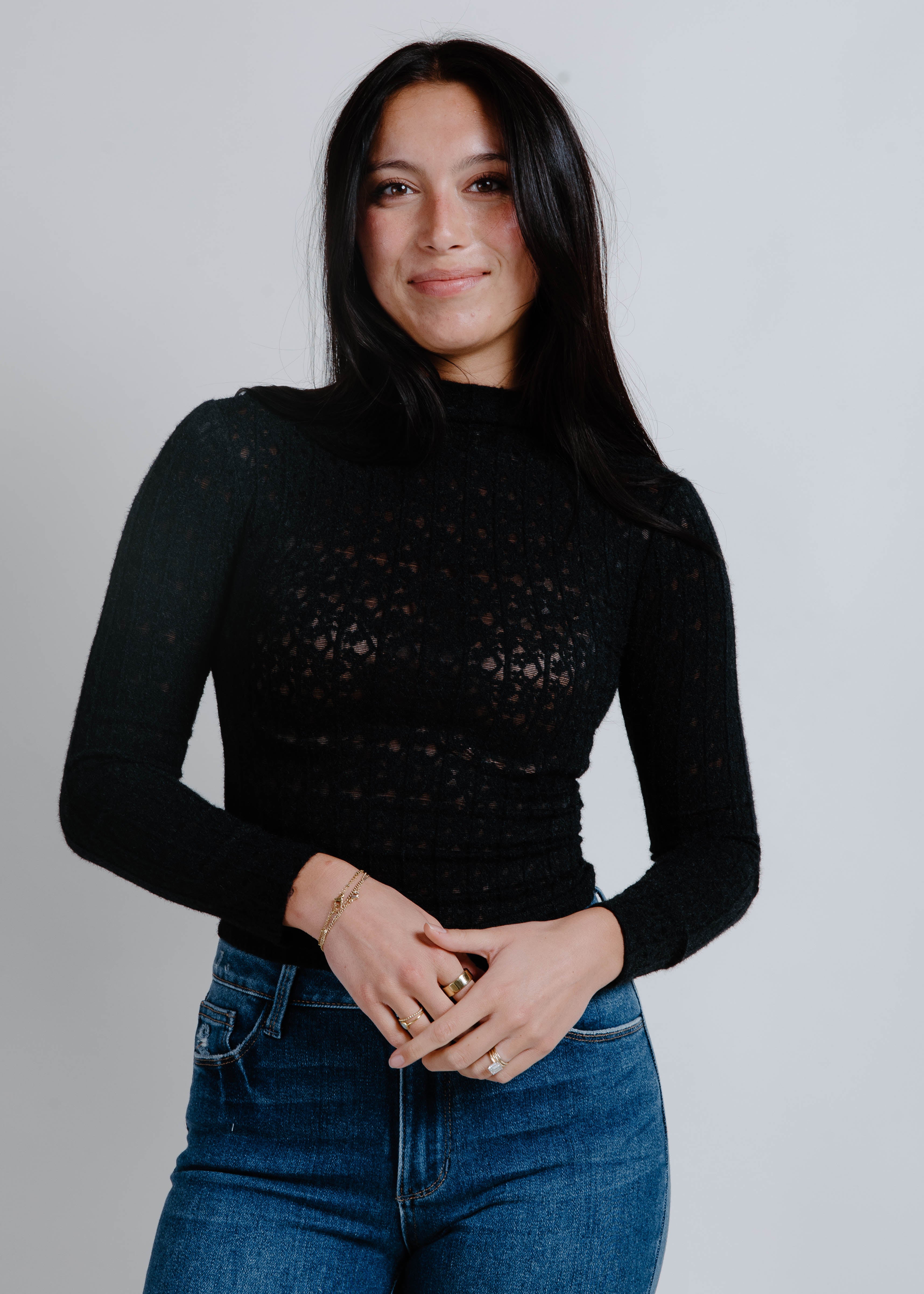 Jackie Striped Floral Top - Black