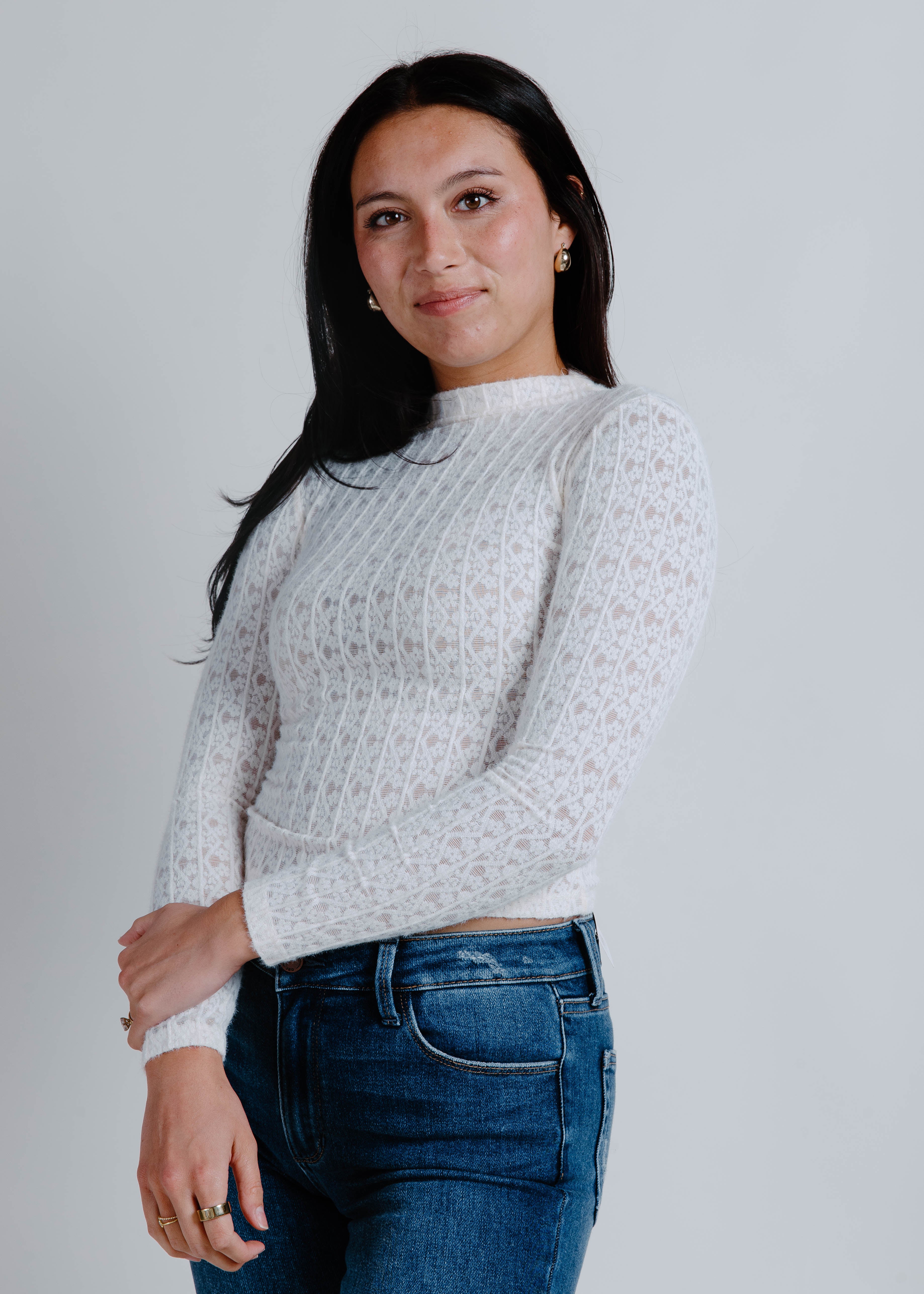 Jackie Striped Floral Top - Ivory