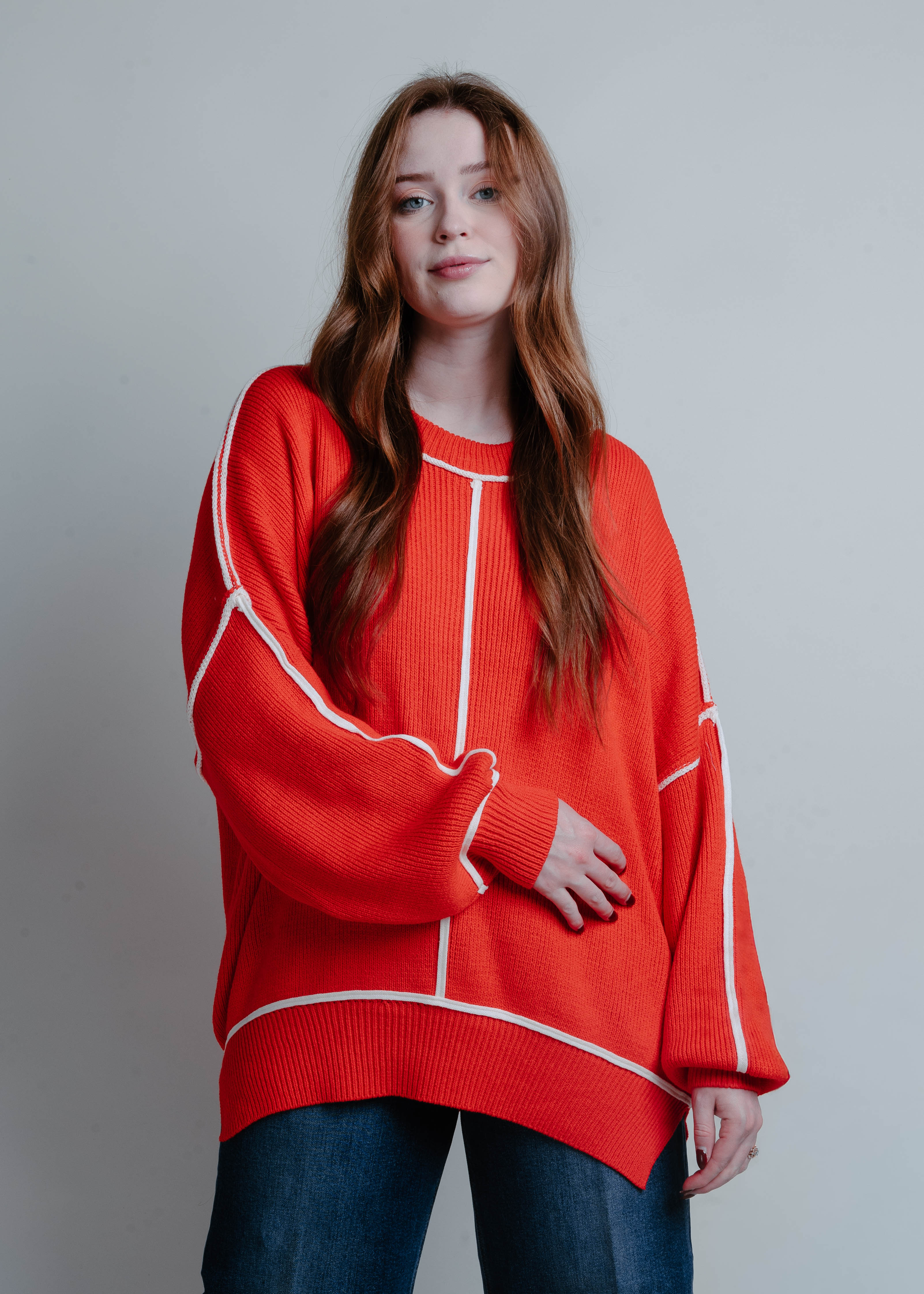 Kourtney Oversized Sweater - Red