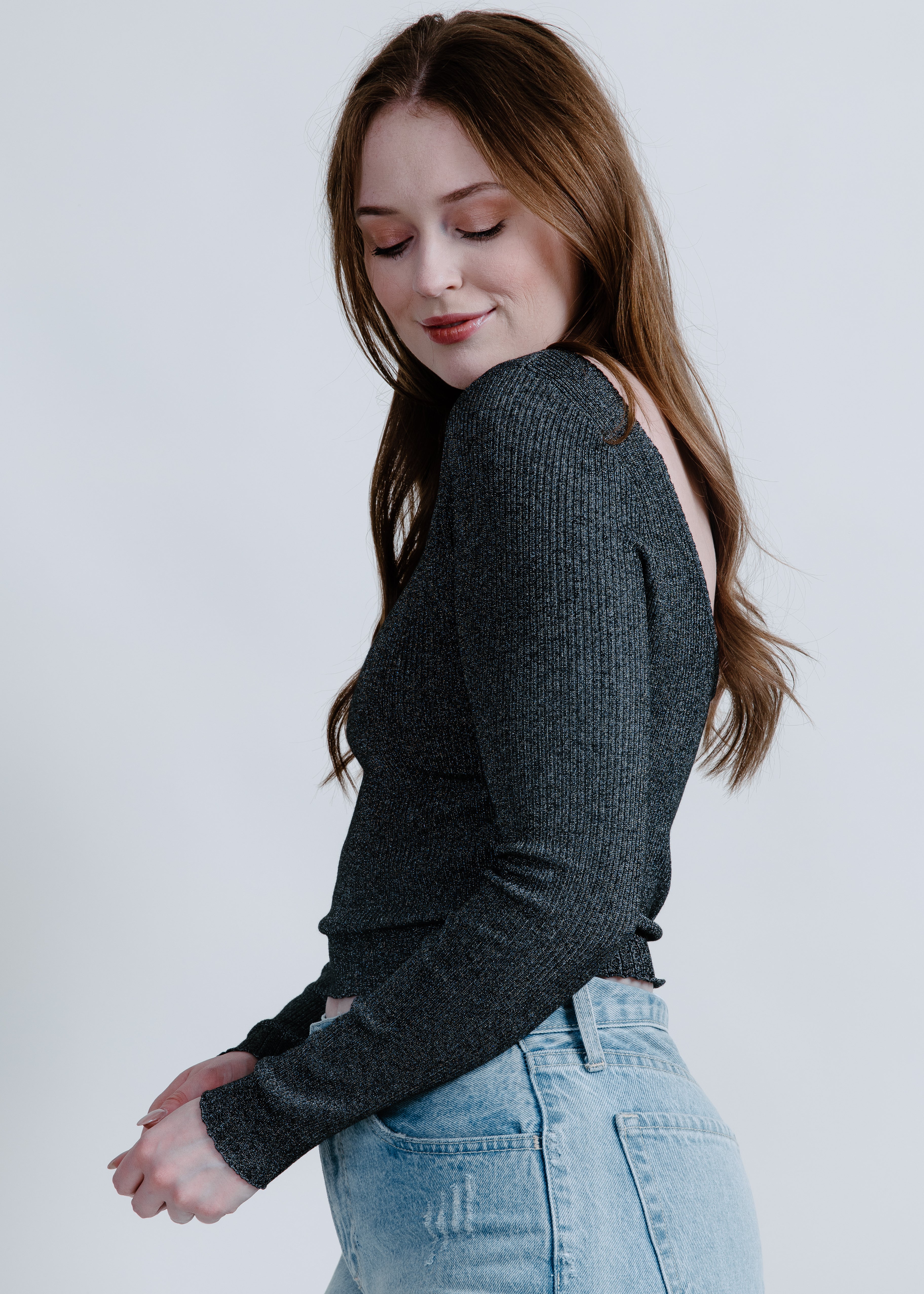 Lexi Scoop Back Sweater - Silver