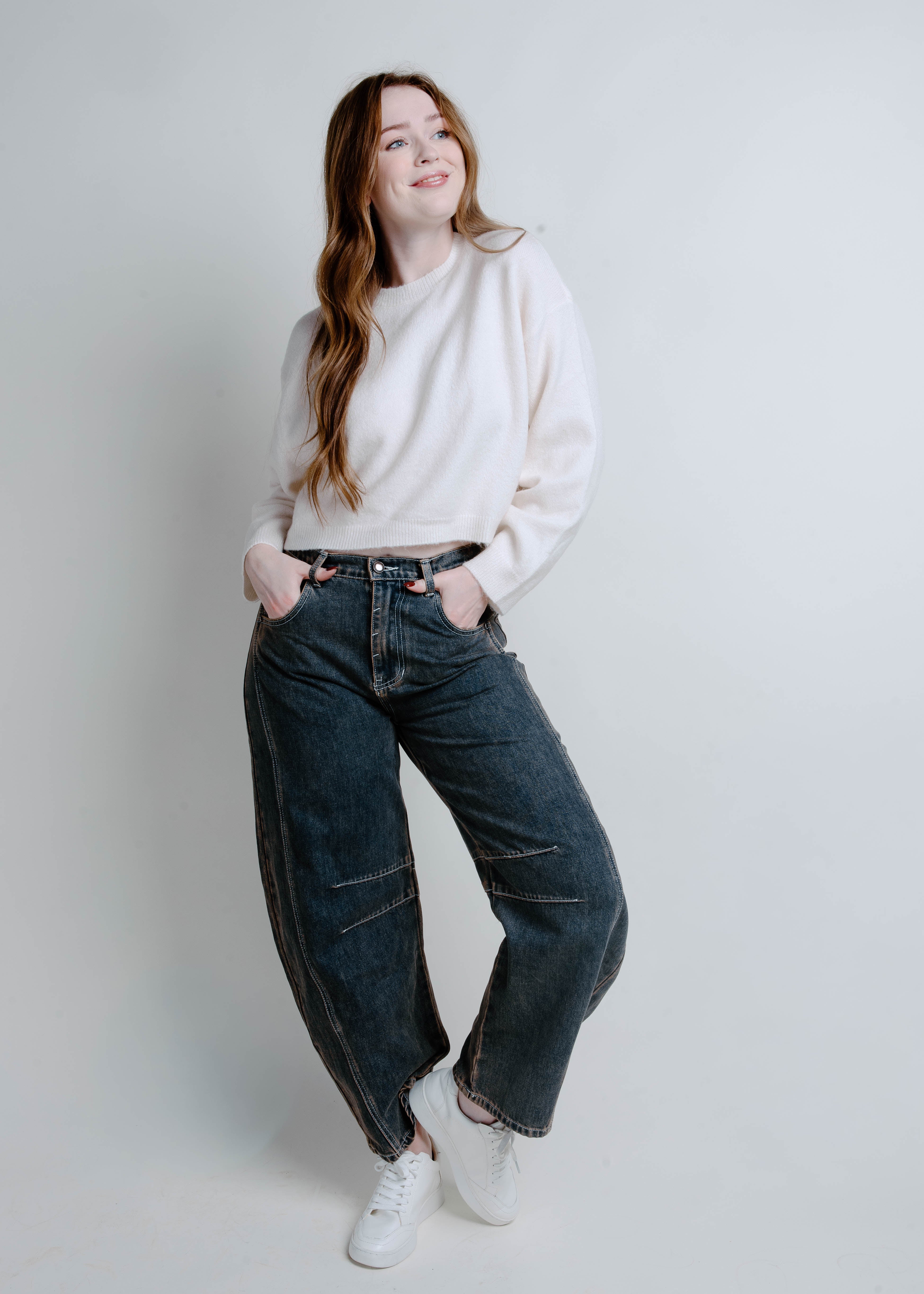 Libby Barrel Jeans - Dark Denim