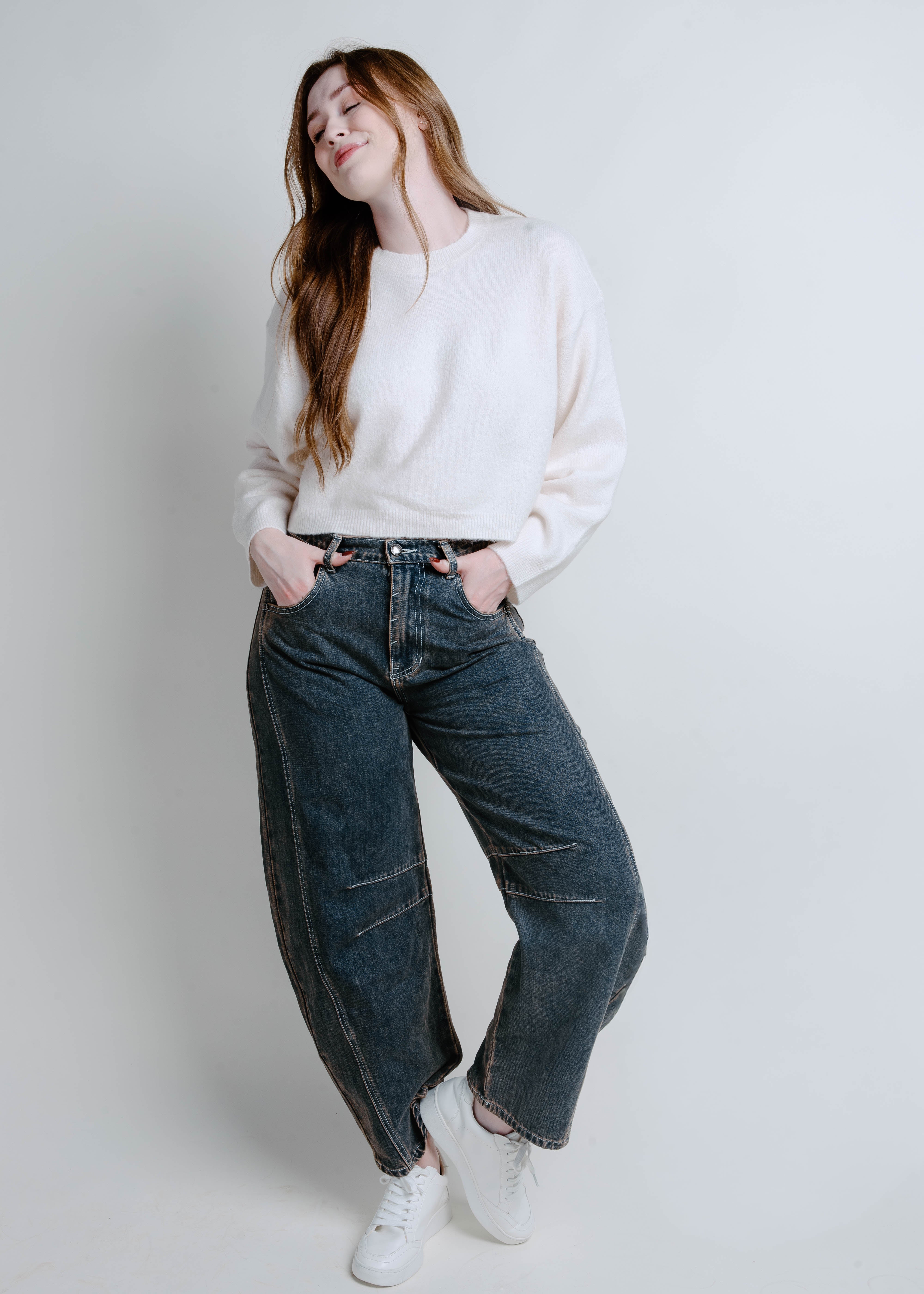 Libby Barrel Jeans - Dark Denim