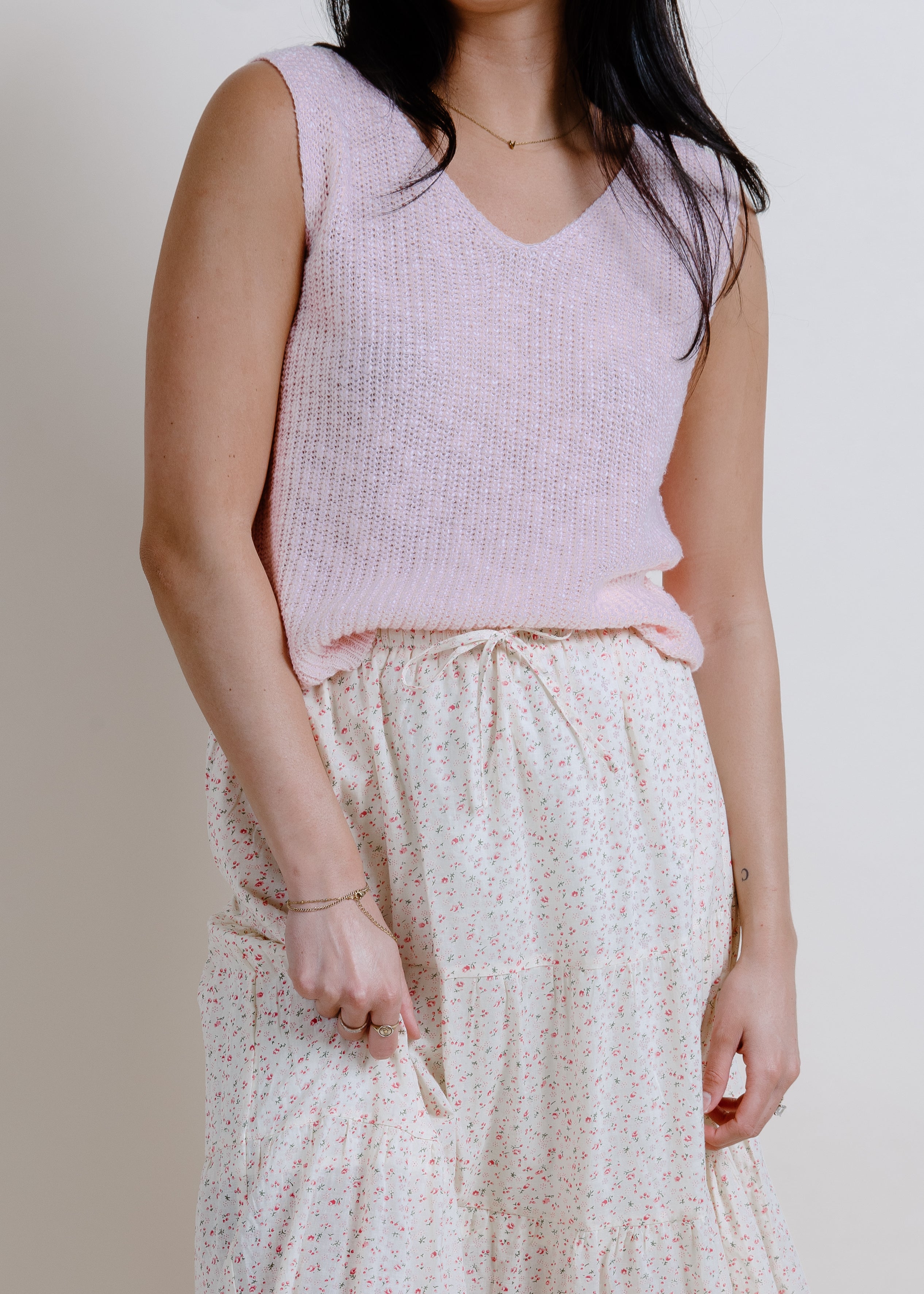Little Daisy Knit Tank - Light Pink