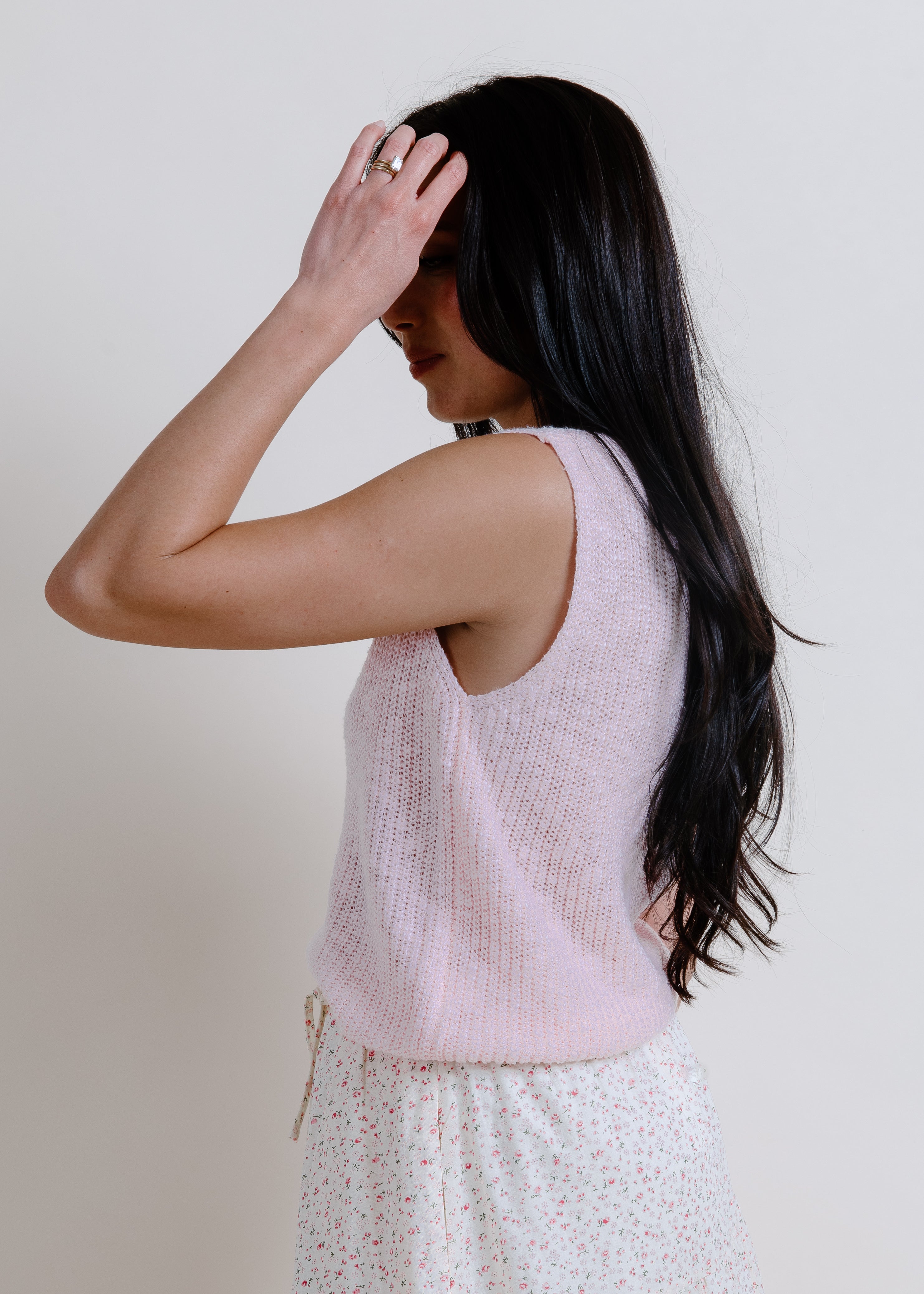 Little Daisy Knit Tank - Light Pink