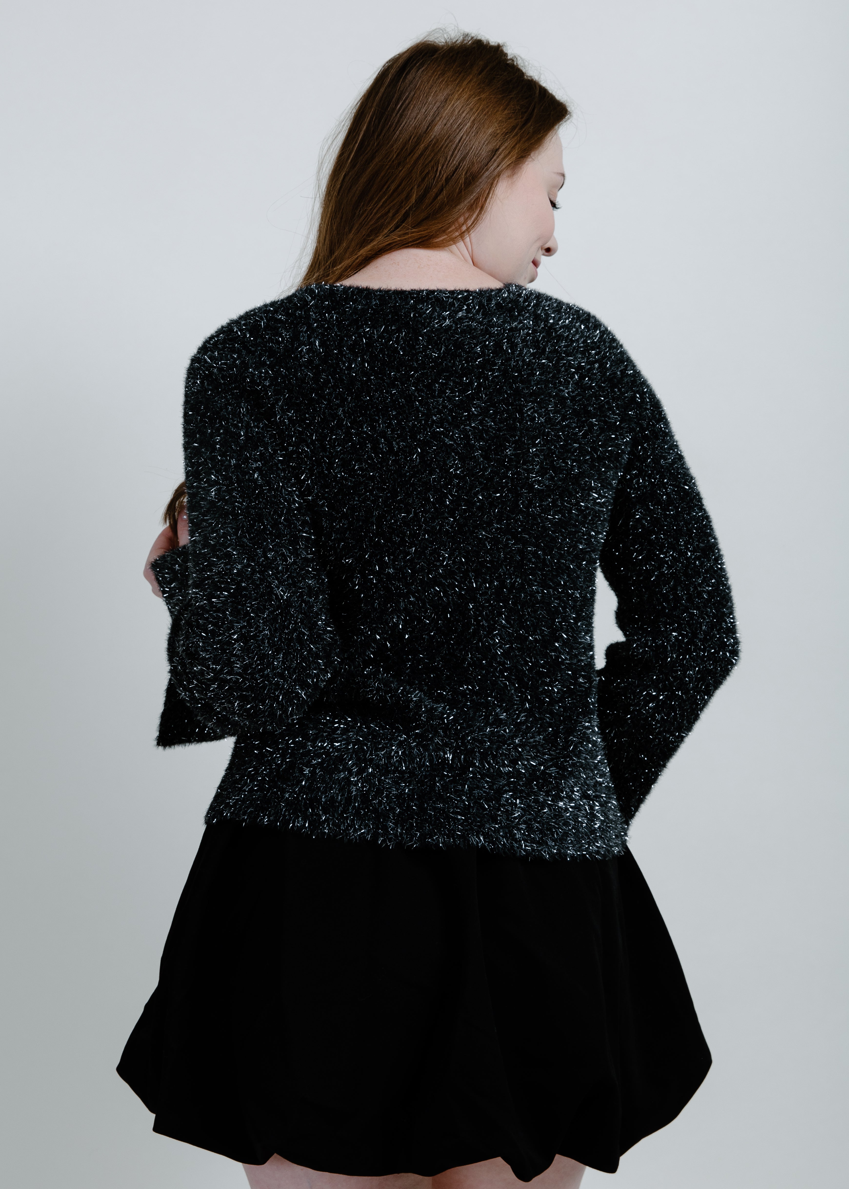 Liza Tie Front Sweater - Charcoal