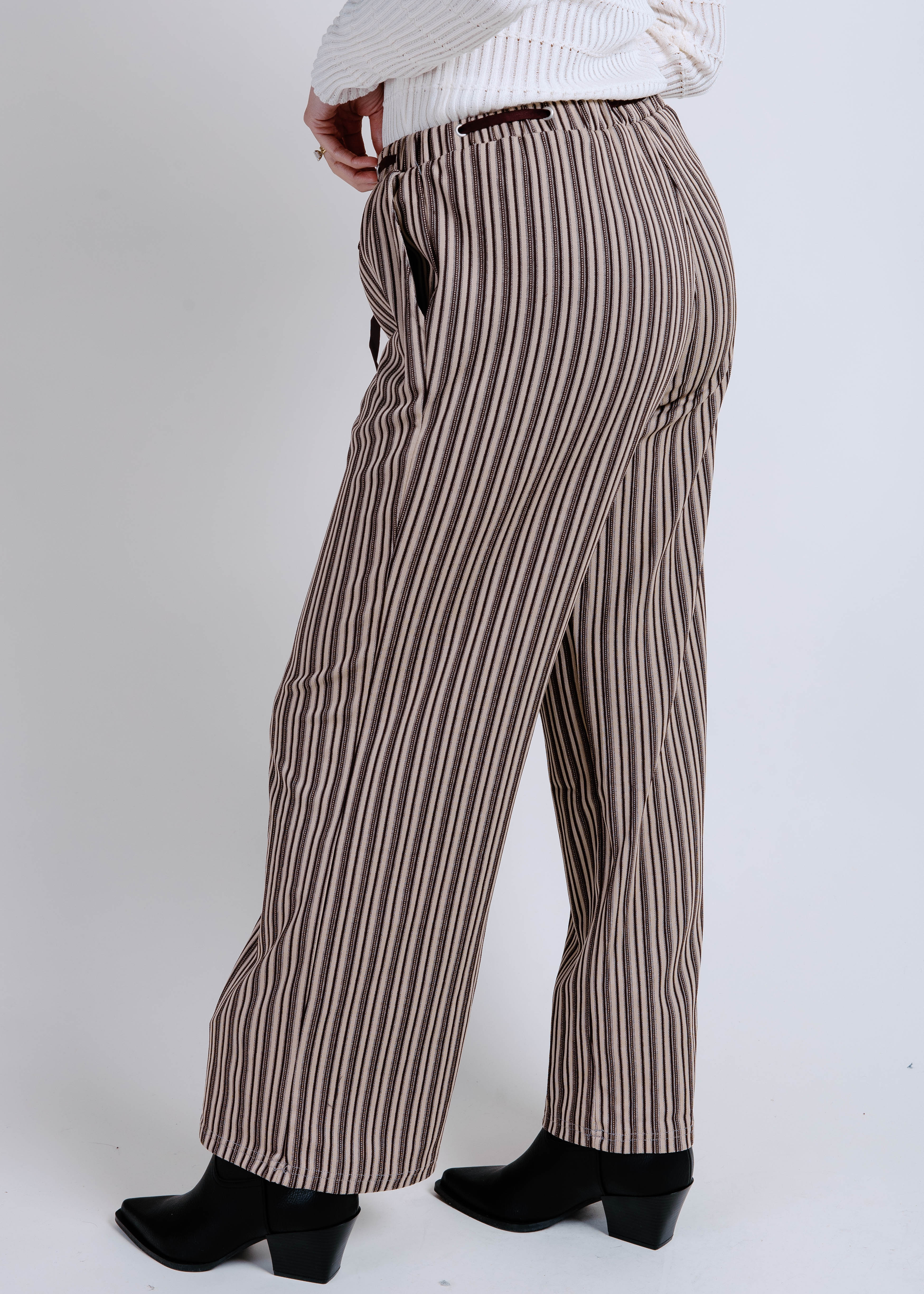 Lizzie Striped Pants - Brown