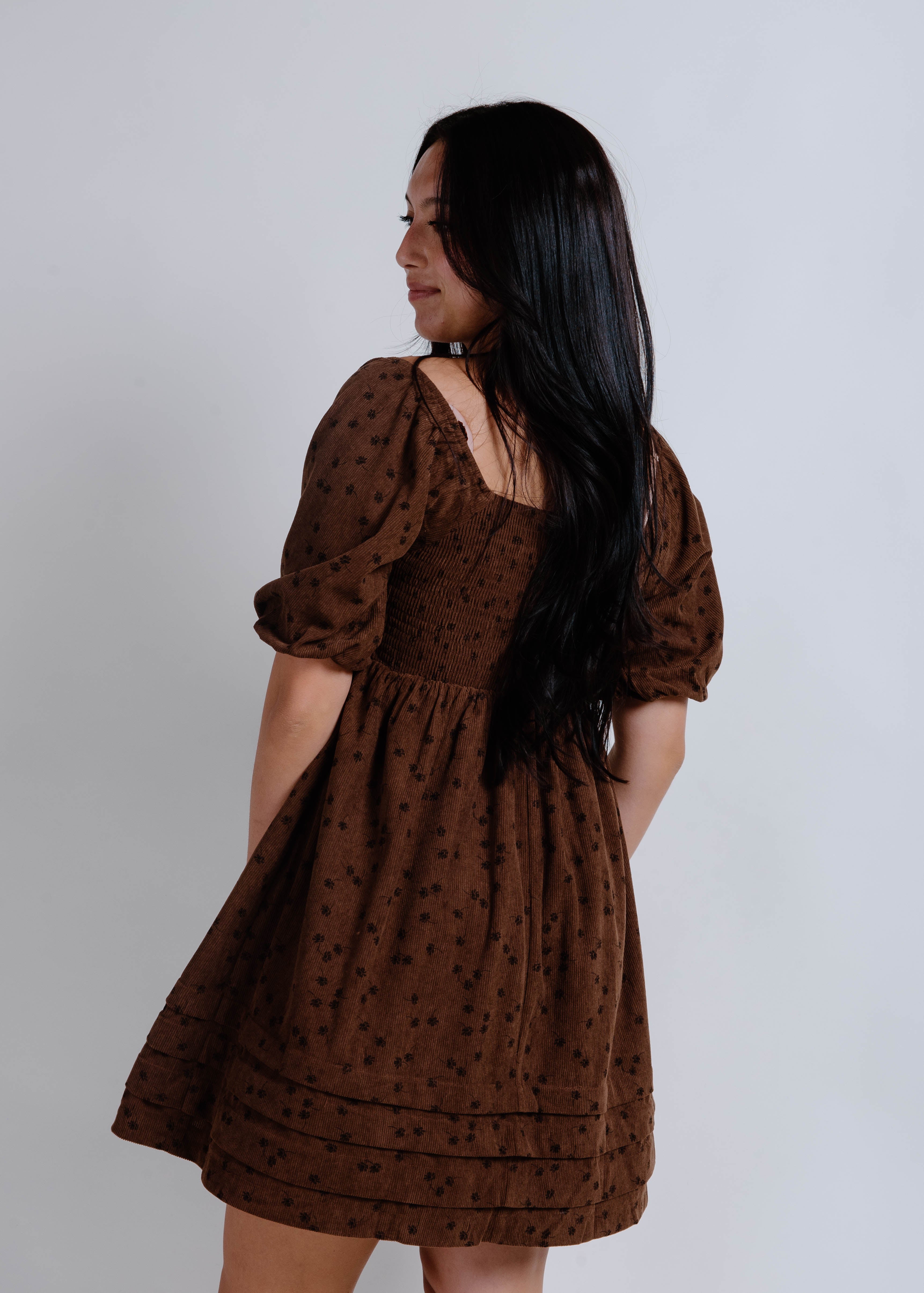 Macey Floral Corduroy Mini Dress