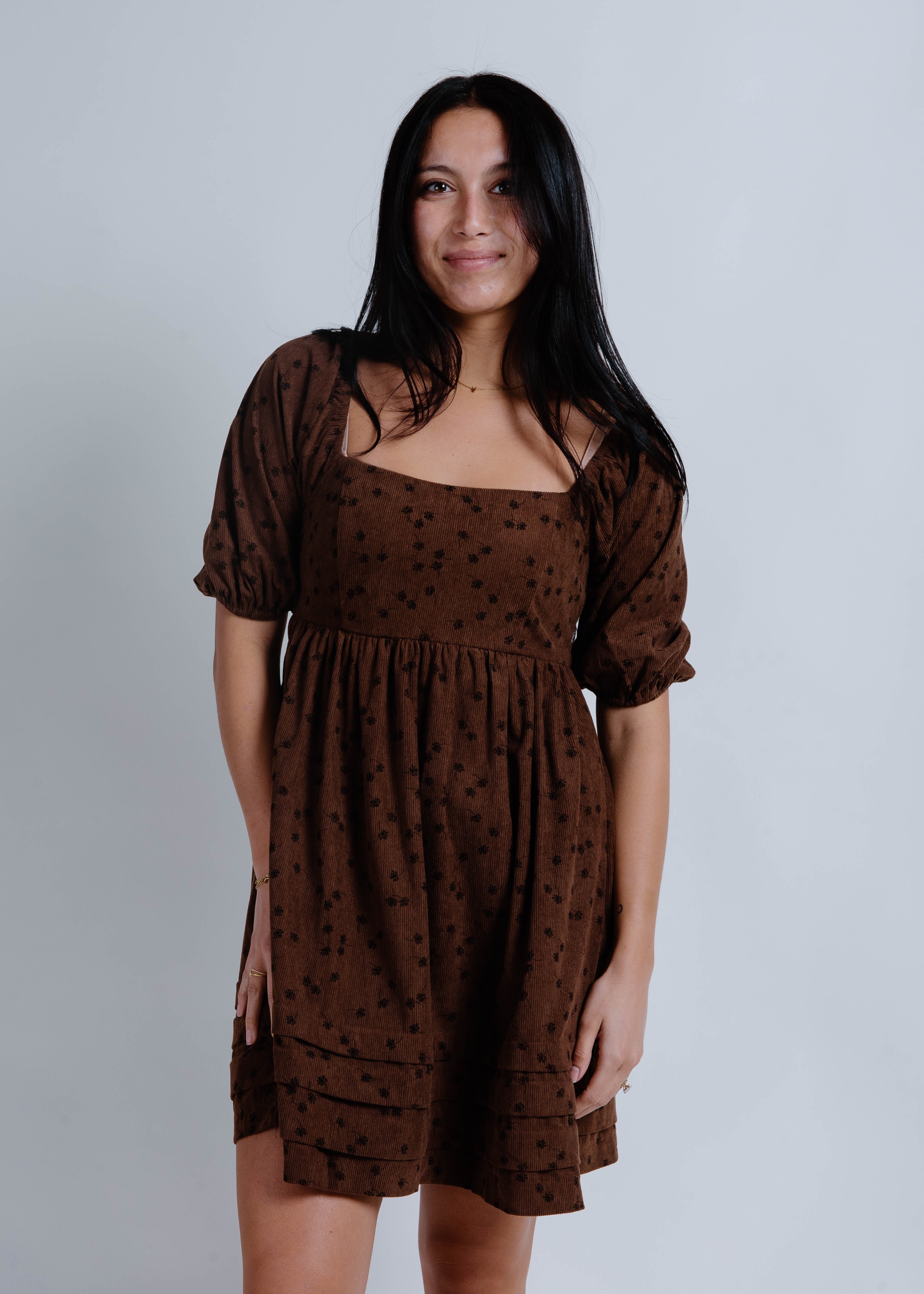 Macey Floral Corduroy Mini Dress