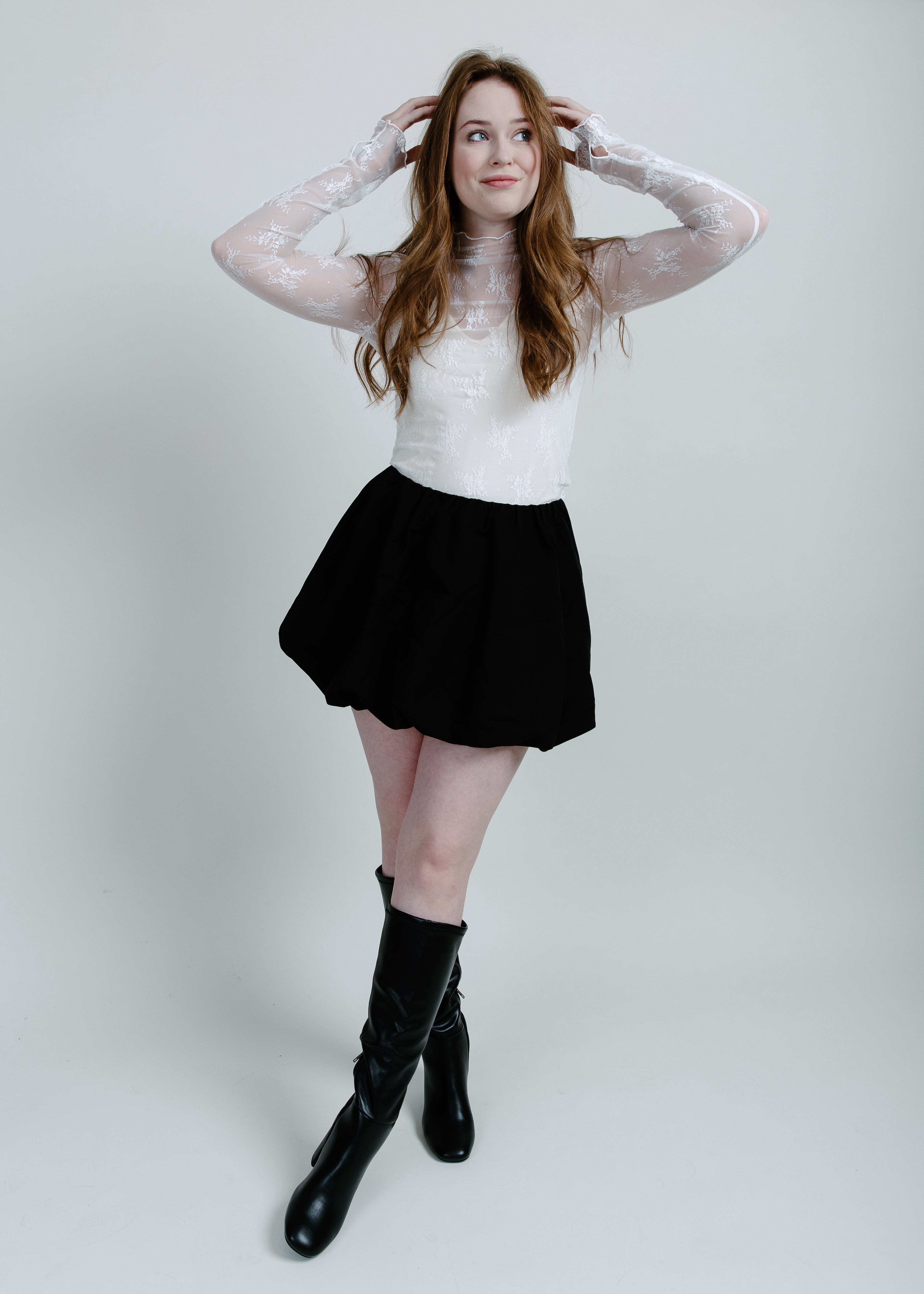 Macy Mesh Lace Top - White