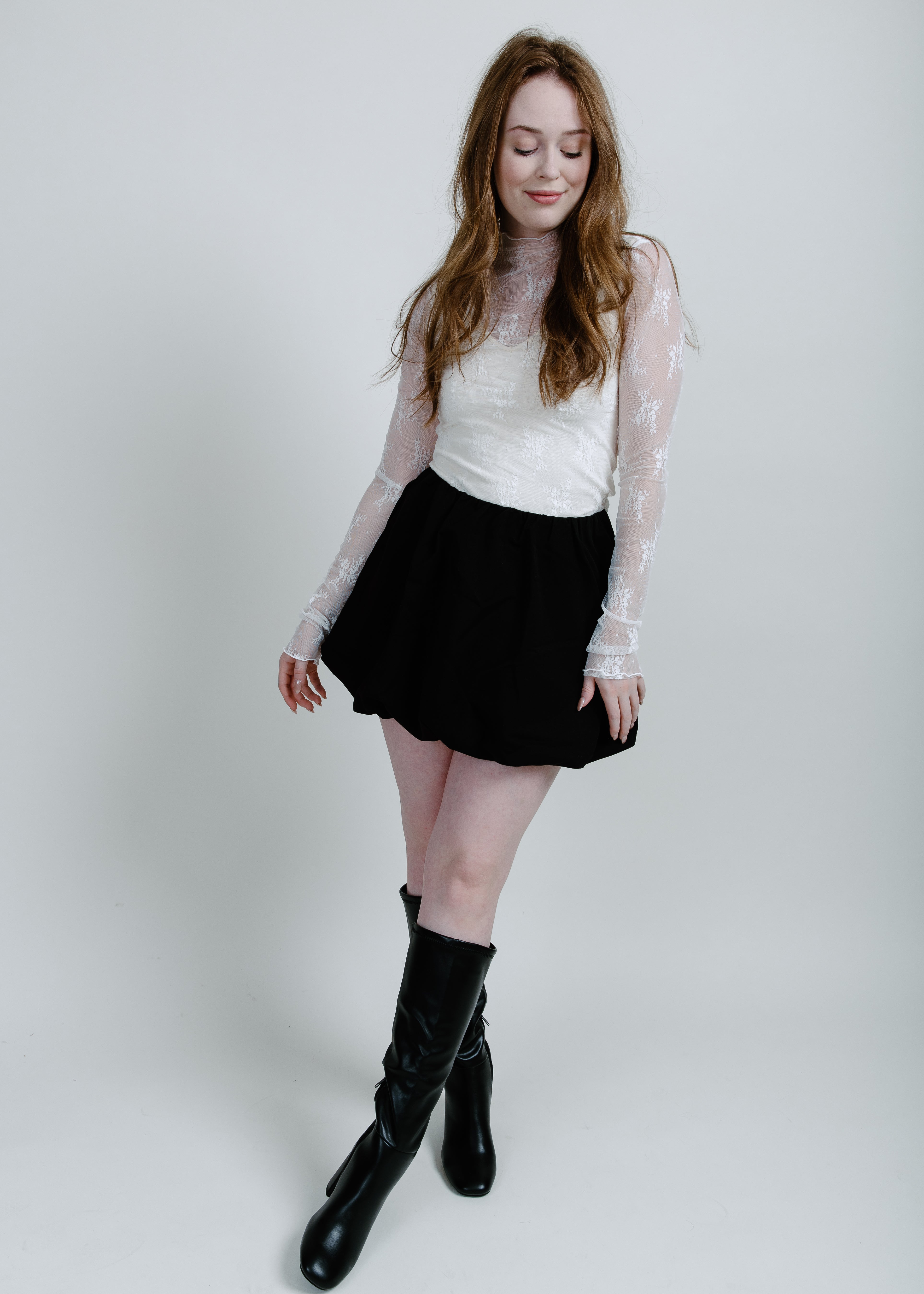 Macy Mesh Lace Top - White