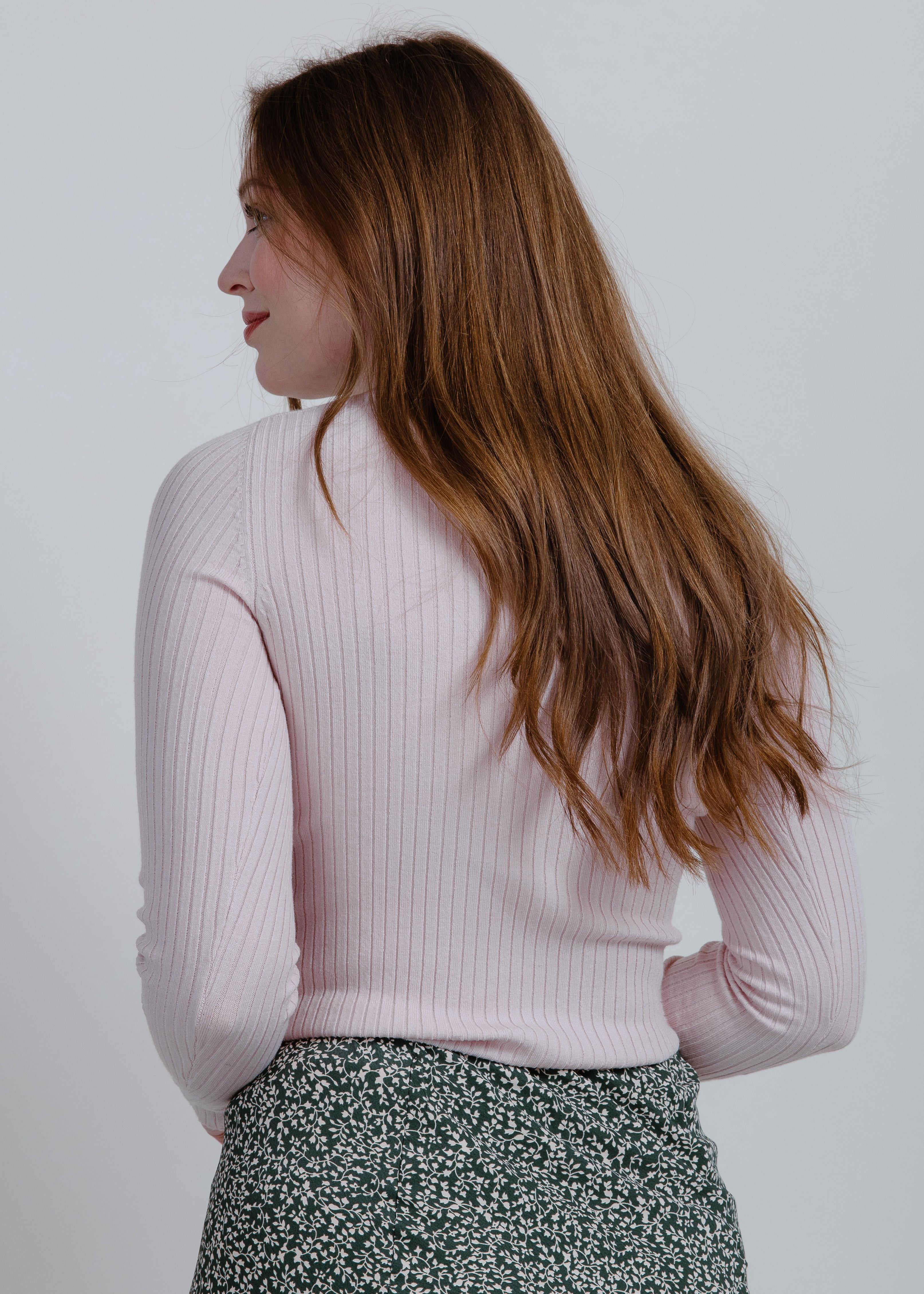 Margo Long Sleeve Ribbed Top - Light Pink