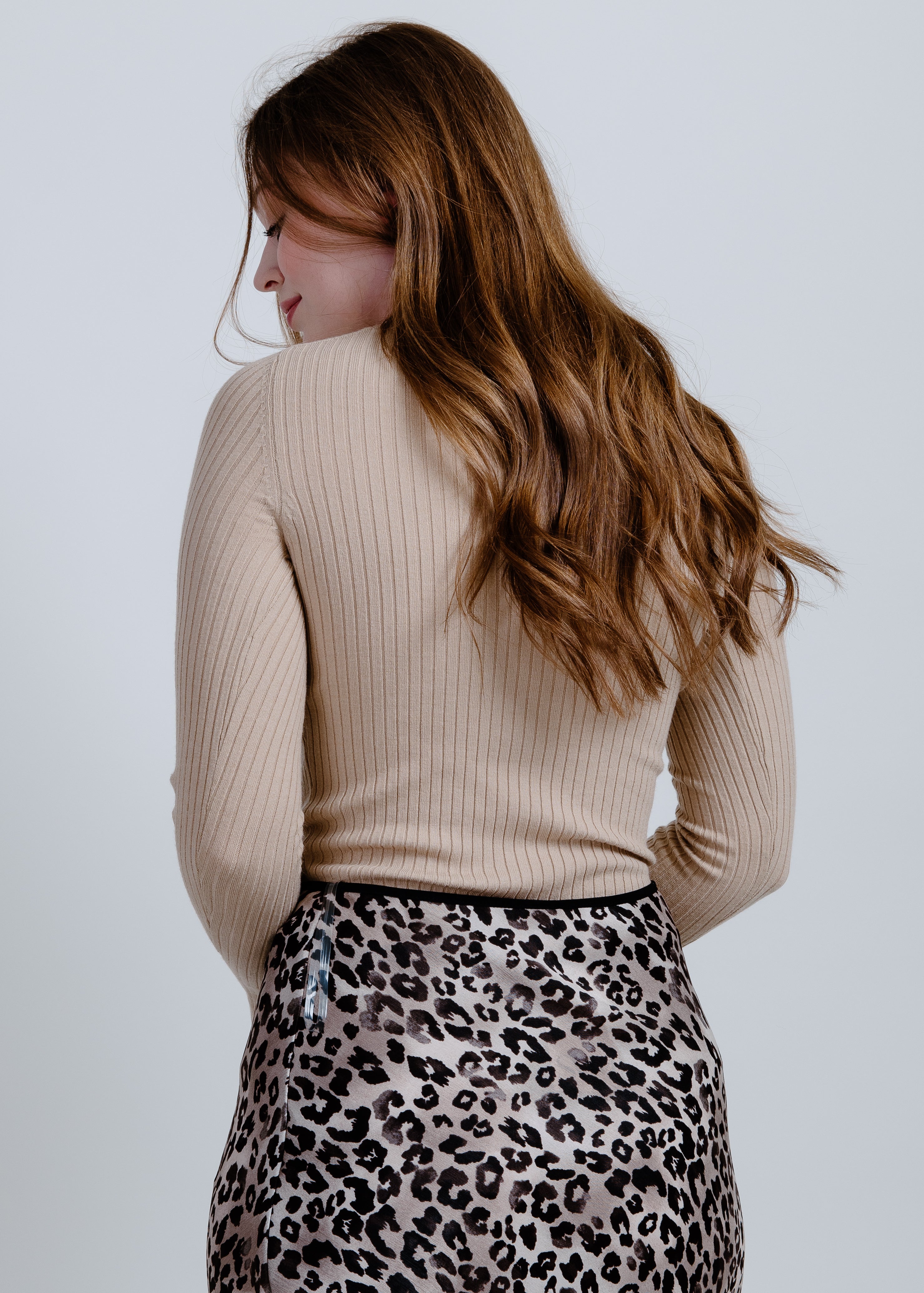 Margo Long Sleeve Ribbed Top - Taupe