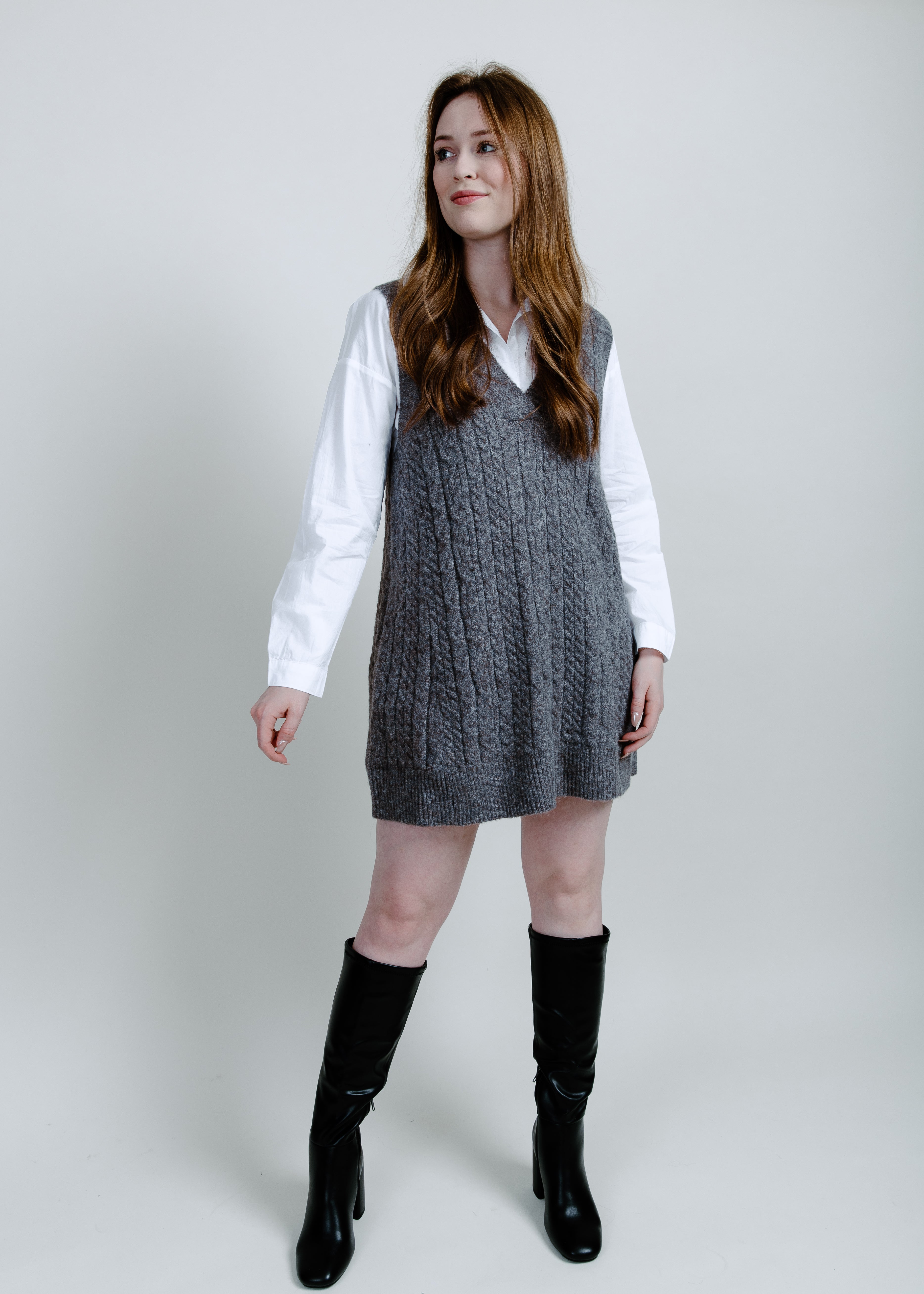 Marianne Sweater Vest Tunic - Charcoal
