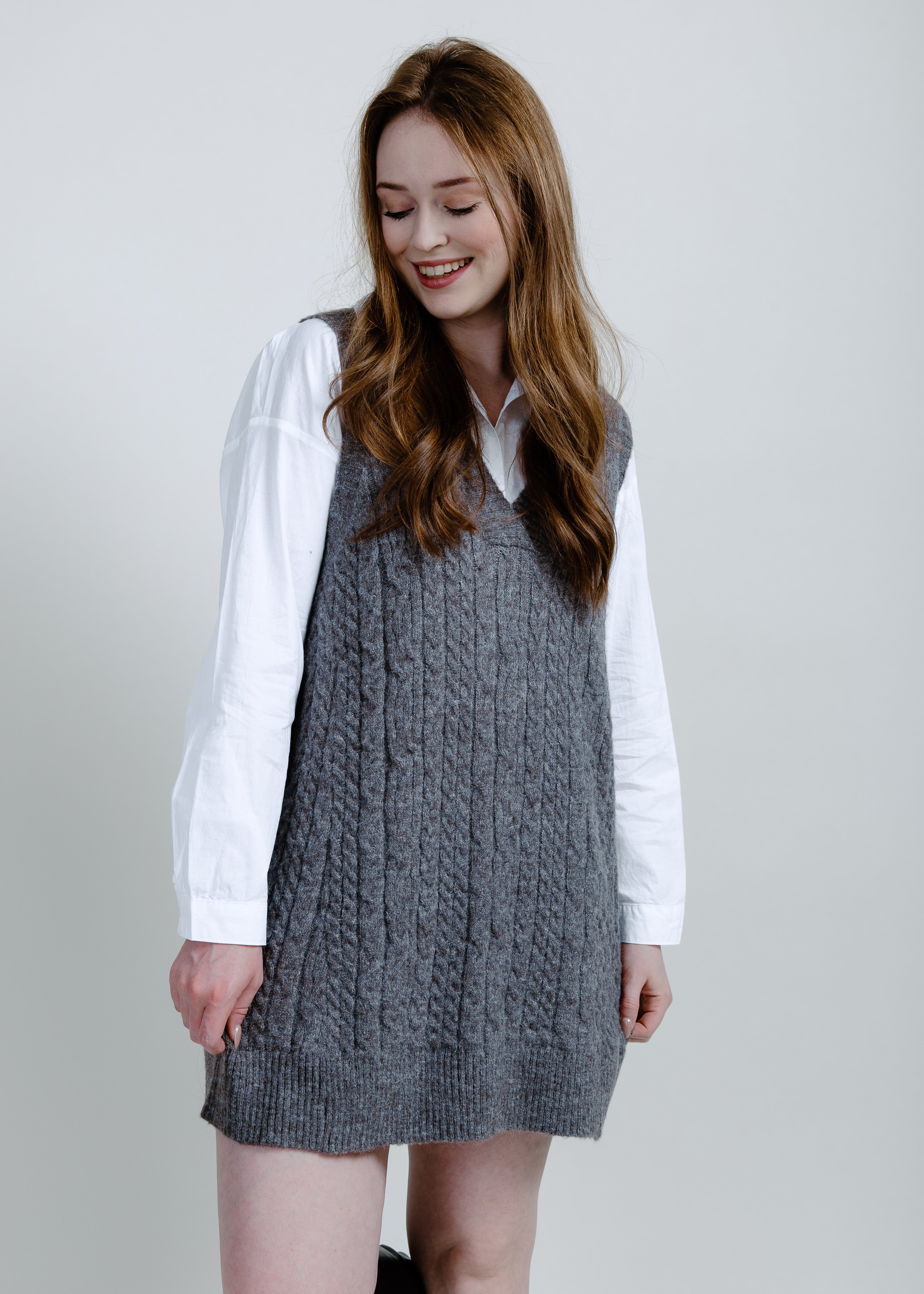 Marianne Sweater Vest Tunic - Charcoal
