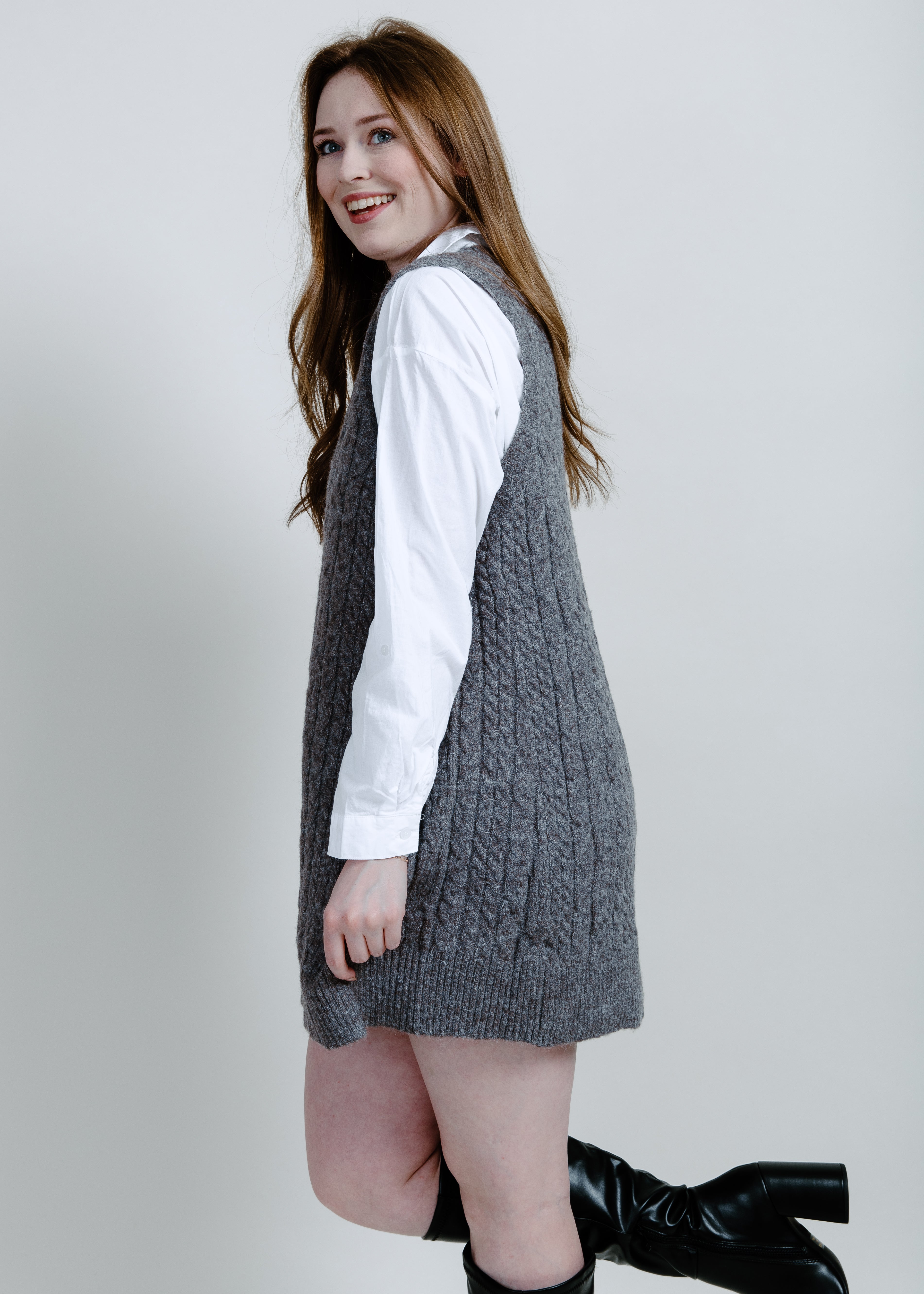 Marianne Sweater Vest Tunic - Charcoal