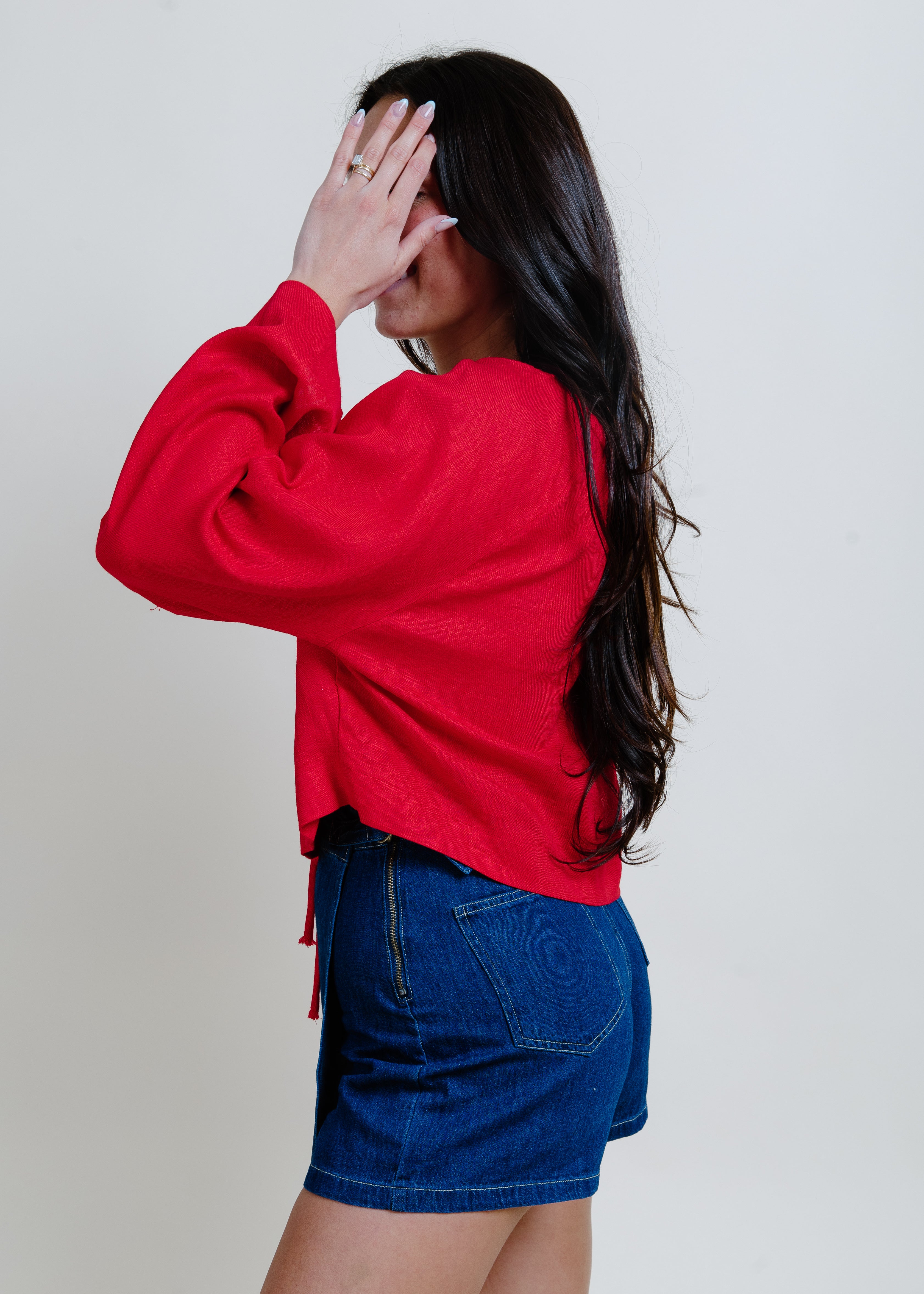 Maryanne Tie Front Top - Red