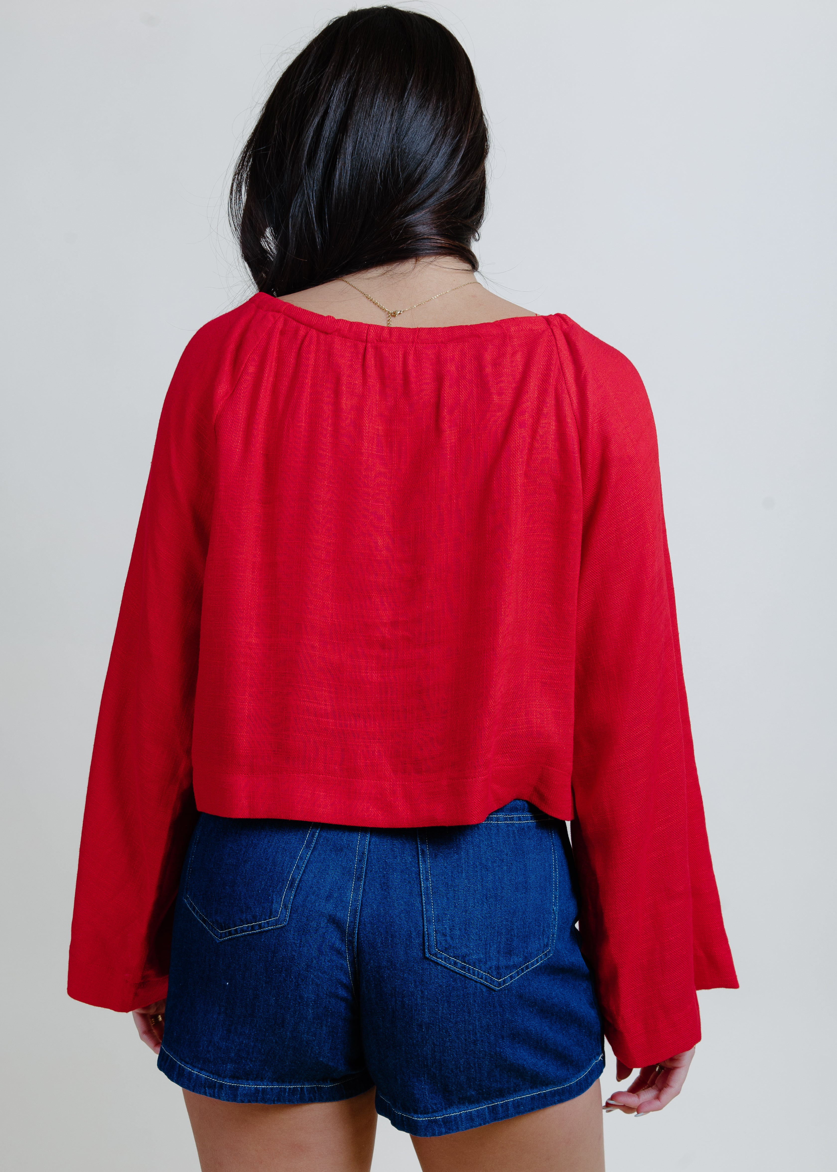 Maryanne Tie Front Top - Red