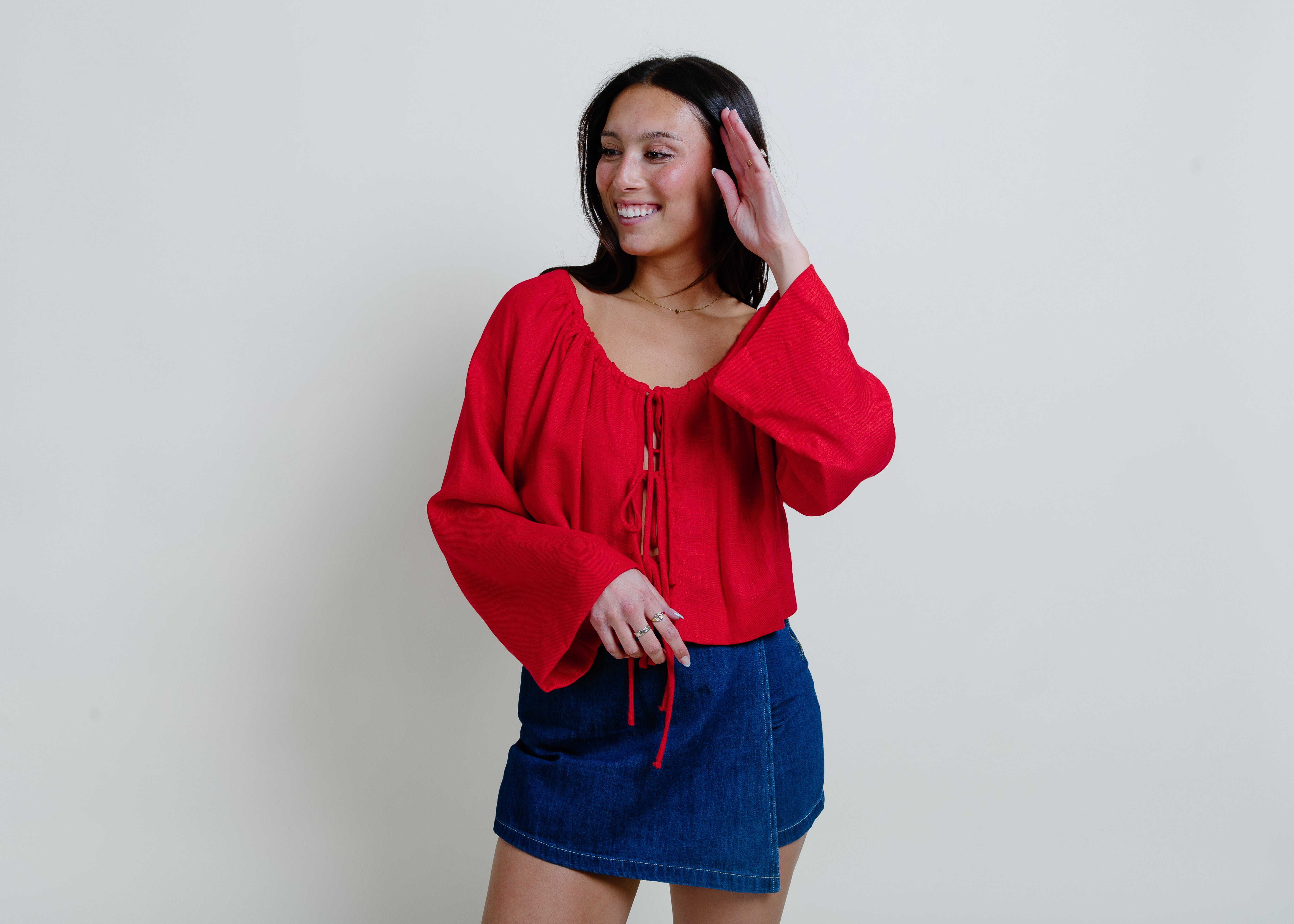Maryanne Tie Front Top - Red