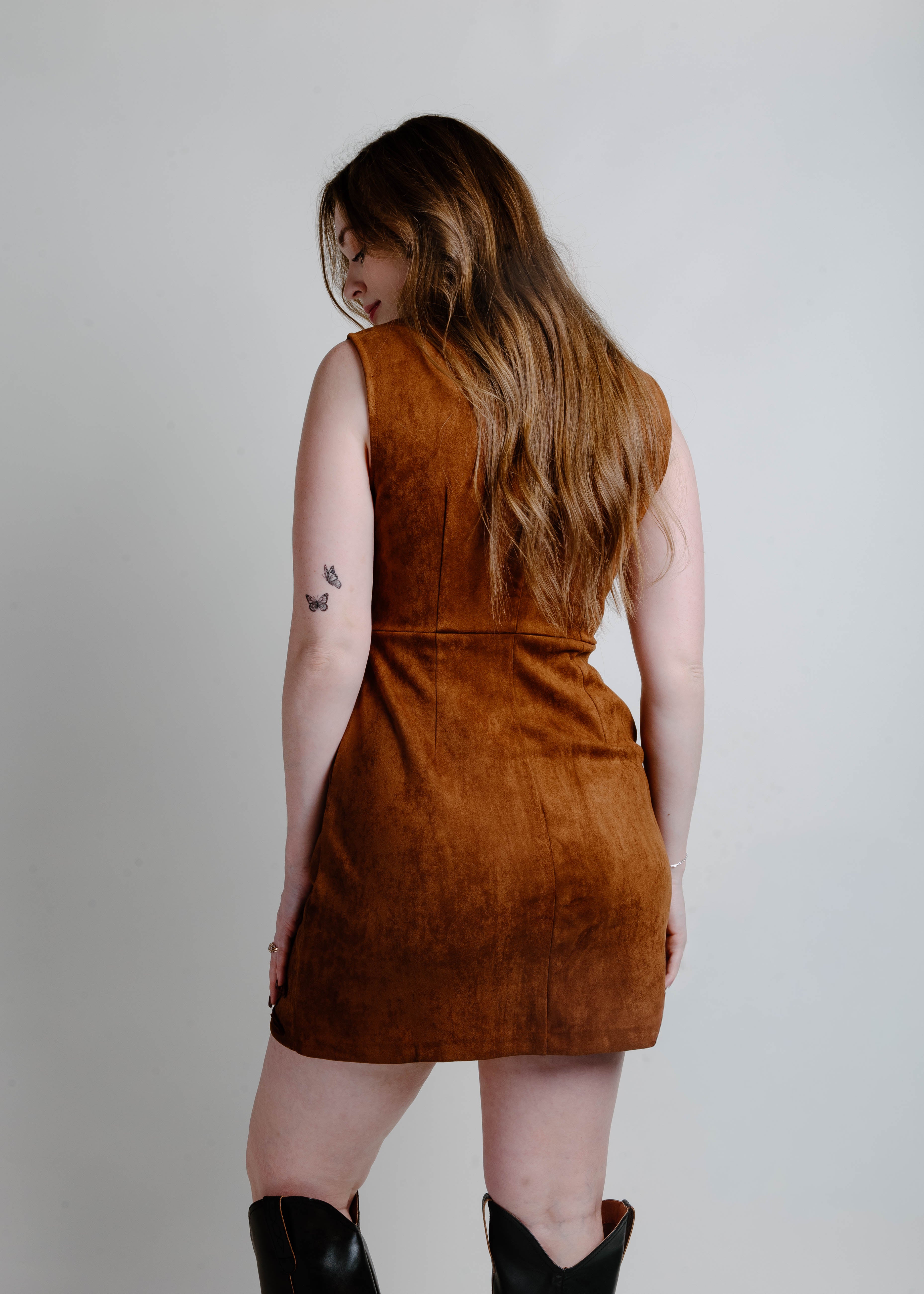 Matea Suede Mini Dress - Cinnamon