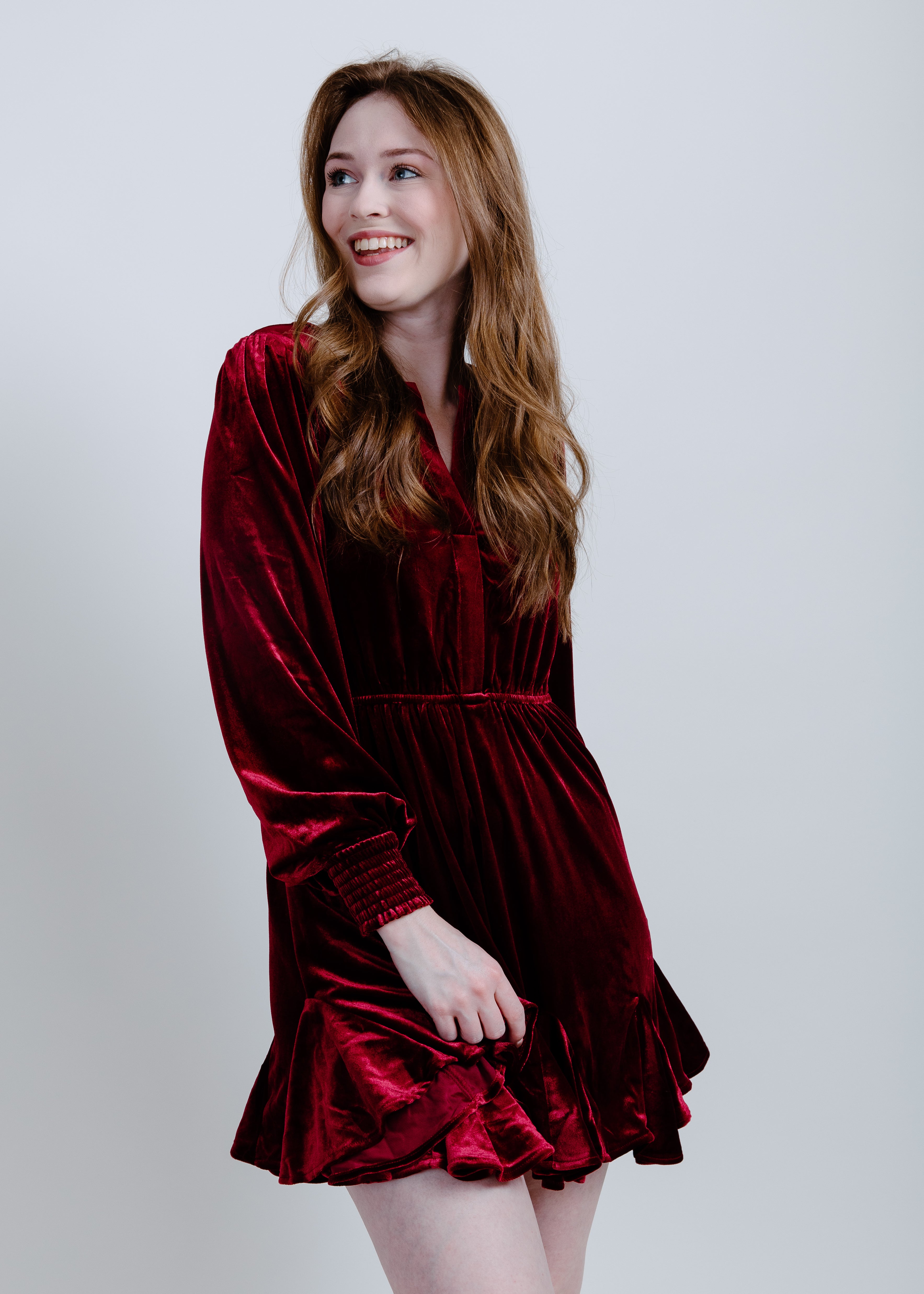 Melody Velvet Mini Dress - Burgundy